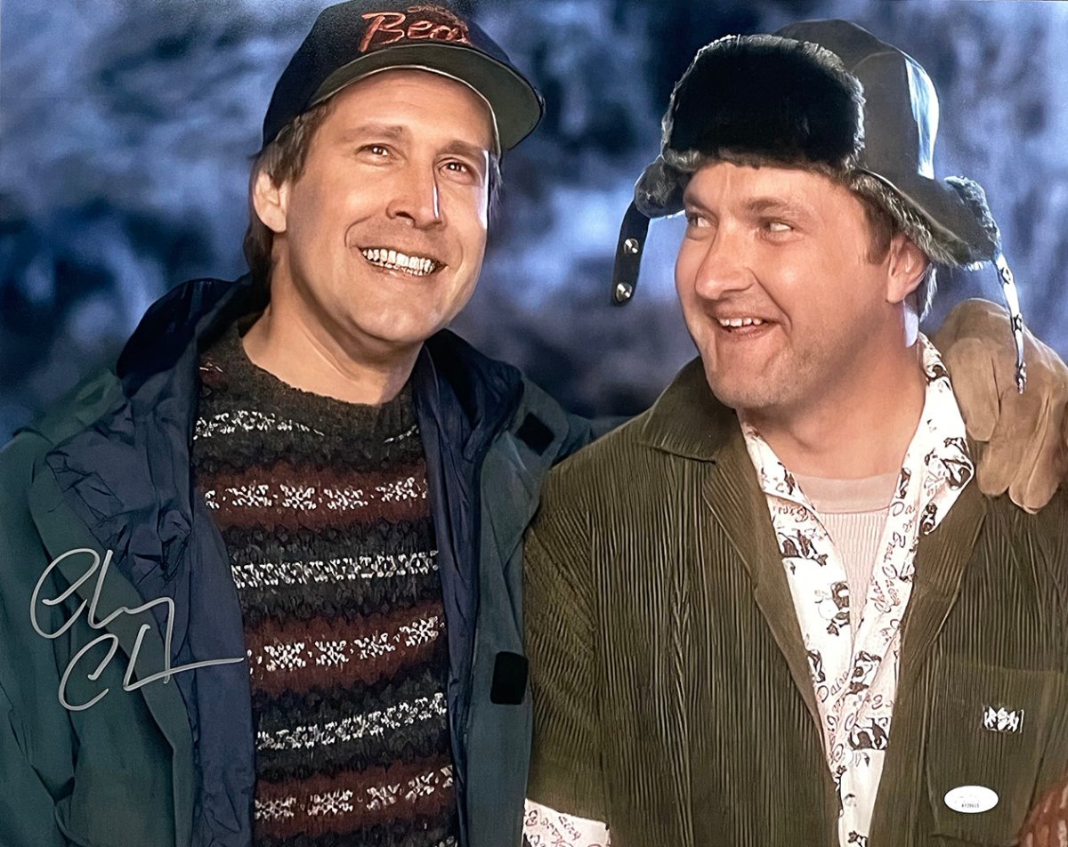 Chevy Chase Autographed 16x20 Christmas Vacation Photo with Cousin Eddie - JSA Certified | Perfect for Movie Memorabilia Collectors & Holiday Decor