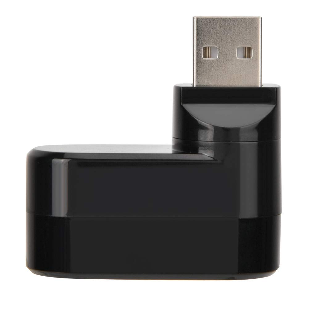 Cuifati 3-Port USB 2.0 Hub with 180° Rotation - Mini Rotating Splitter Adapter for Laptop, PC, Notebook - Portable USB Port Expander (Black) - Perfect for Home Office, Travel & Workspace Organization