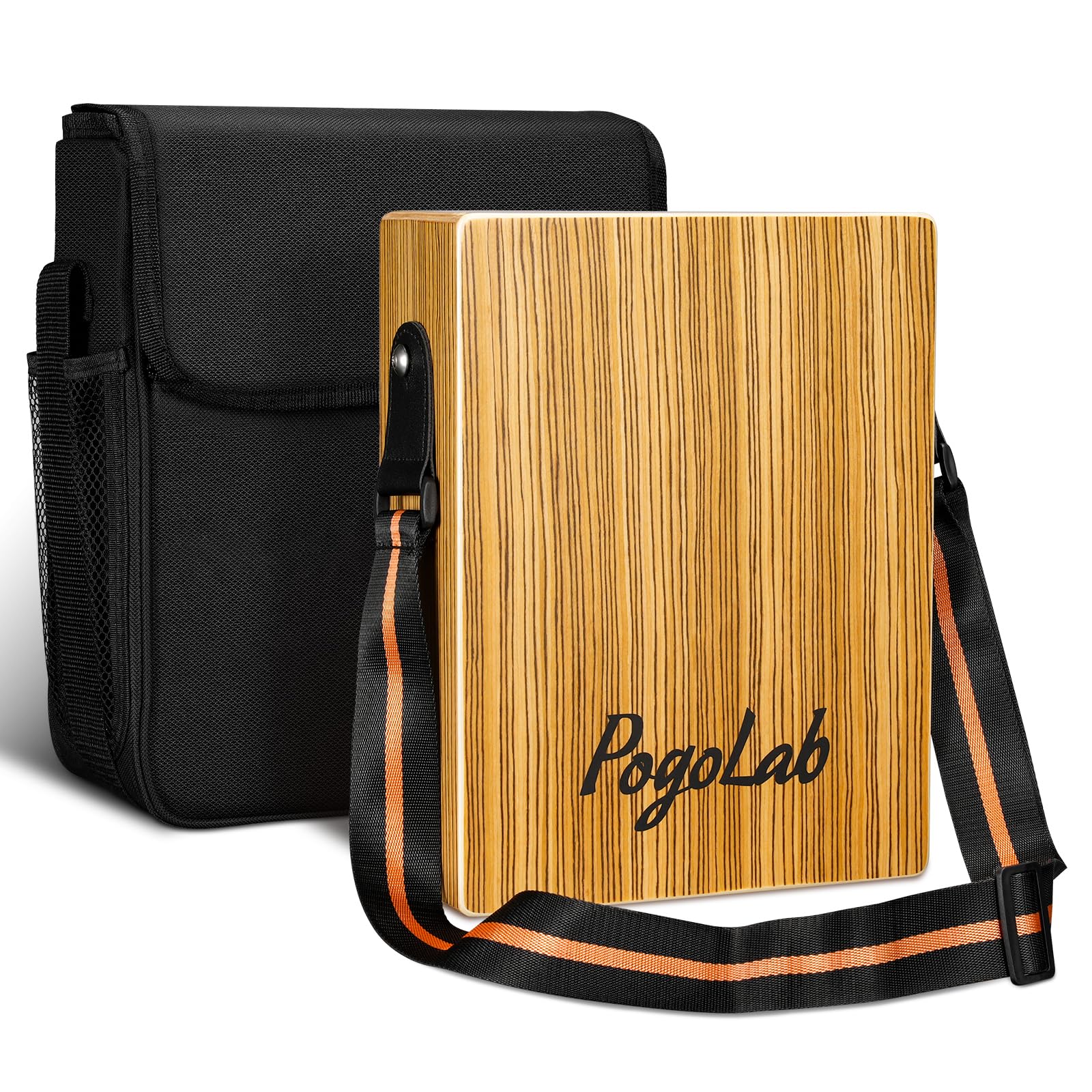 Portable Adjustable Tone Travel Cajon Drum - Thick Wooden Hand Percussion Instrument with Guitar Steel Strings, Adjustable Strap & Storage Bag - Compact Size for Street Performances, Music Classes, Home Practice & Outdoor Jam Sessions