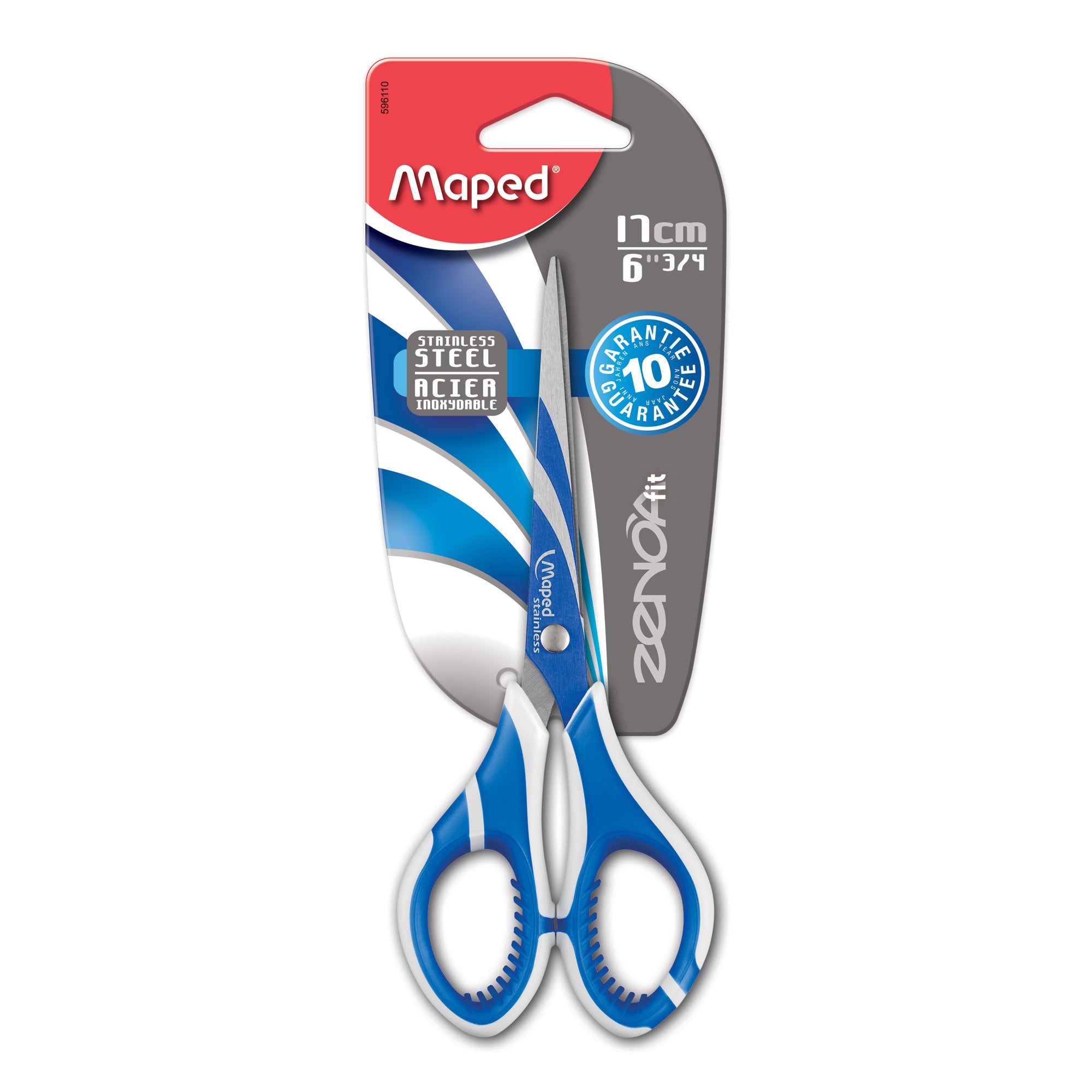 Maped Zenoa Sensitiv Scissors 17cm - Ergonomic Kids Safety Scissors for School, Crafting & Left-Handed Use - Smooth Cutting for Paper, Fabric & Art Projects