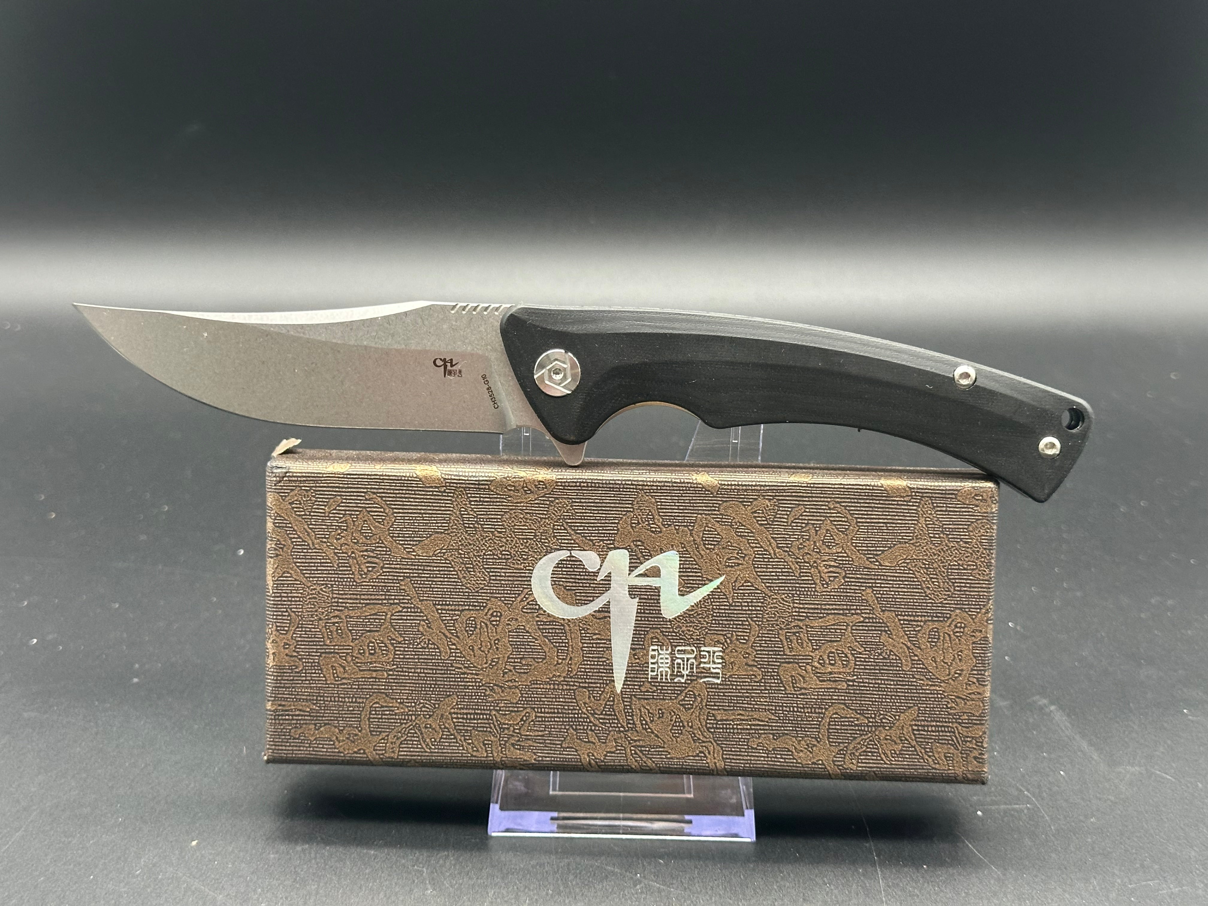 CH KNIVES Premium Folding Pocket Knife - D2 Steel Blade, Black Micarta Handle - EDC, Camping, Hiking & Outdoor Survival Tool