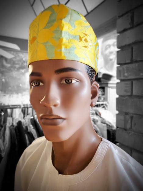 Gbolahan African Damask Hat Kufi DPH4042 - Premium Cotton Embroidered Cap for Men - Perfect for Weddings, Eid, and Cultural Celebrations