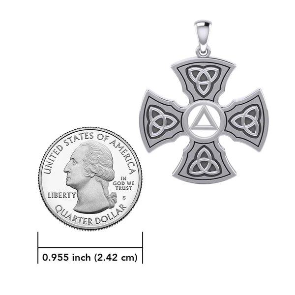 Templar Cross Sterling Silver Recovery Pendant with AA or NA Symbol - Adjustable Chain for 12-Step Programs - Perfect for Sobriety Gifts & Spiritual Jewelry