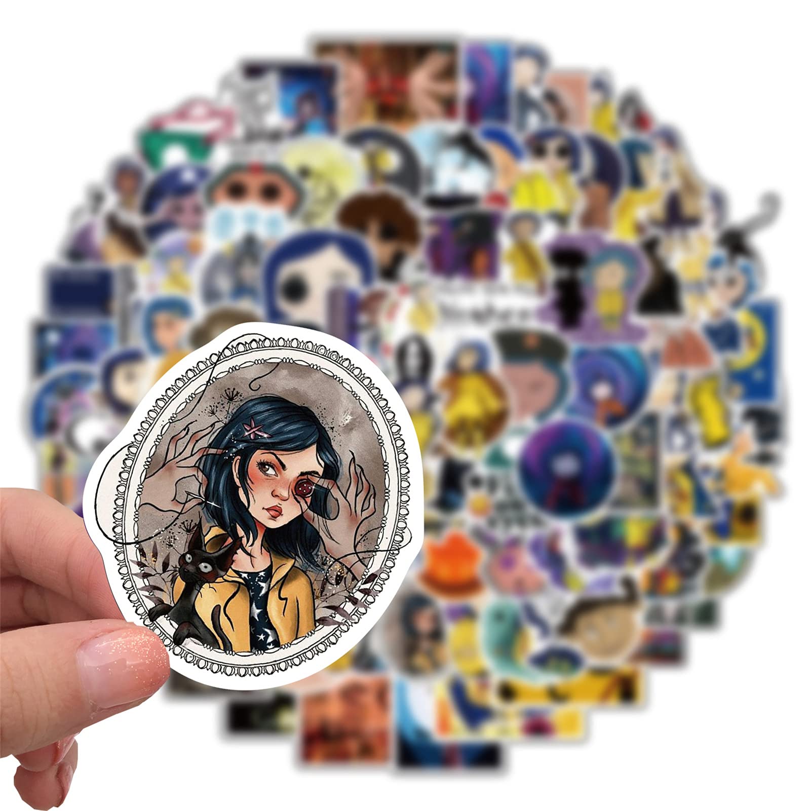 Coraline Waterproof Vinyl Stickers (100 Pack) - Aesthetic Decals for Hydro Flask, Laptop, Skateboard, Luggage - Perfect for Teens & Kids - Great for School, Travel & DIY Projects