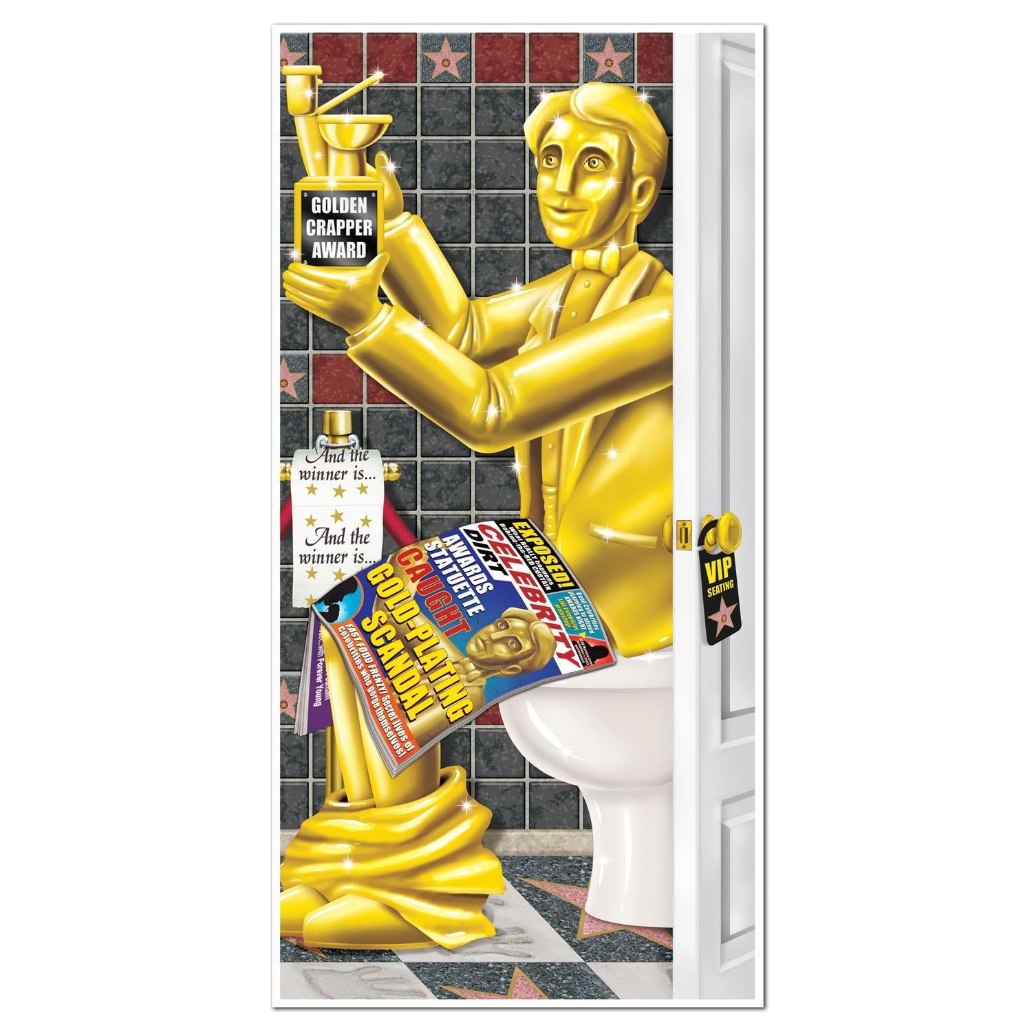 12 Pack Beistle Awards Night Restroom Party Door Covers - Decorative Bathroom Sign for Hollywood Theme Parties, Red Carpet Events & VIP Celebrations