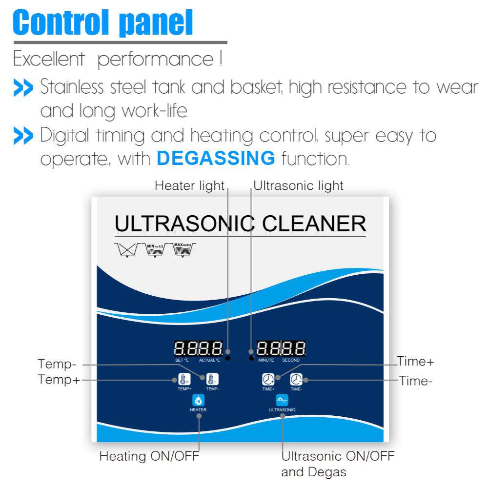 1.3L Digital Ultrasonic Cleaner for Jewelry, Glasses & Small Parts - Professional Ultrasonic Cleaning Machine with Degas Function for Home & Commercial Use
