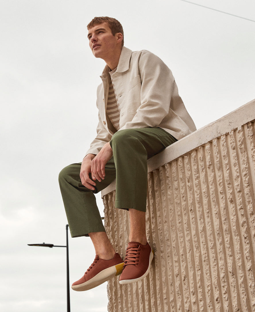 Men's KNX Leather Sneakers - Tortoise Shell & Plaza Taupe Color | Comfortable Casual Shoes for Walking, Work & Everyday Wear