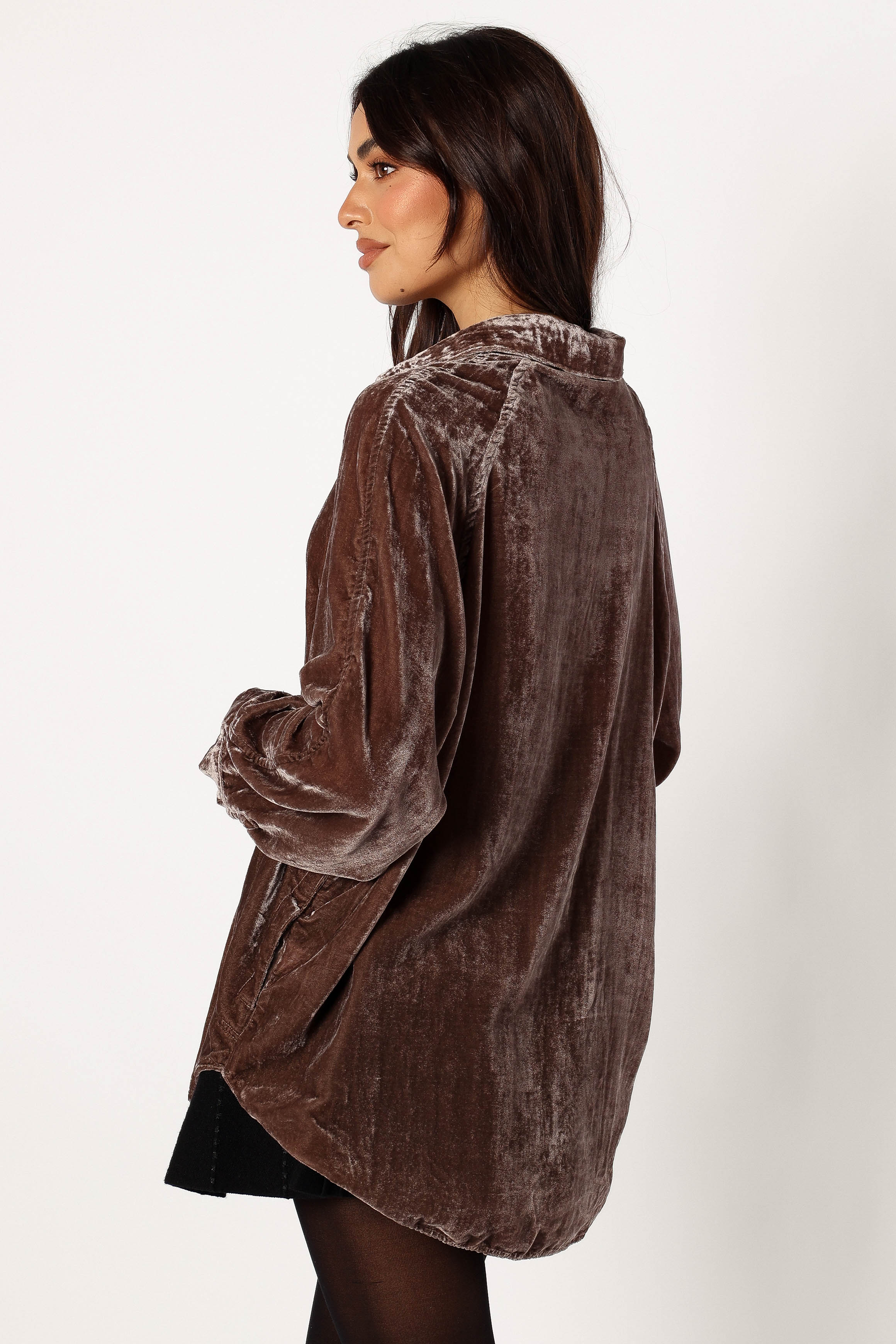 Chelsea Velvet Oversized Button Down Shirt for Women - Elegant Midnight Blue Blouse for Casual & Evening Wear | Perfect for Office, Date Night & Special Occasions