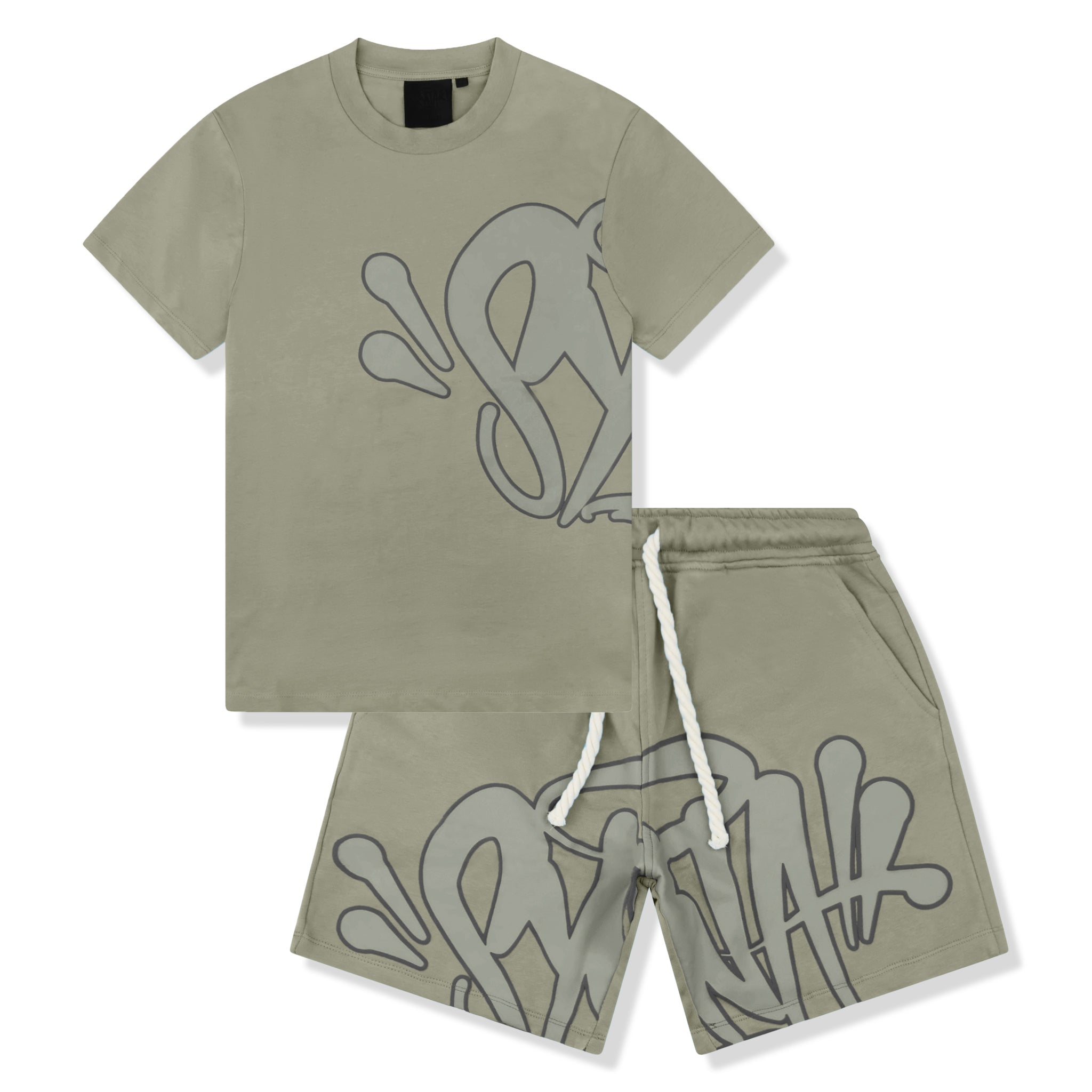 Syna World Logo Sage Green T-Shirt & Shorts Set - Comfortable Cotton Casual Outfit for Men & Women - Perfect for Gym, Streetwear, and Summer Fashion