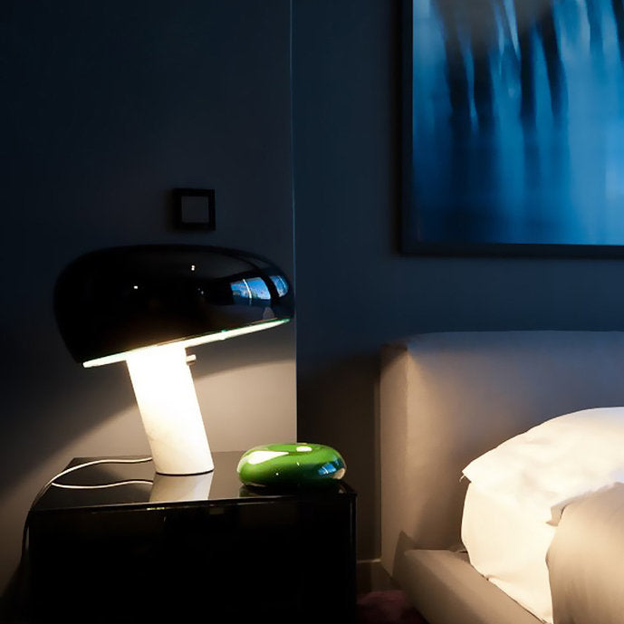 Modern LED Mushroom Table Lamp - Stylish Nightstand Lighting for Bedroom, Living Room & Office - Warm White Dimmable Ambient Light for Relaxation & Reading