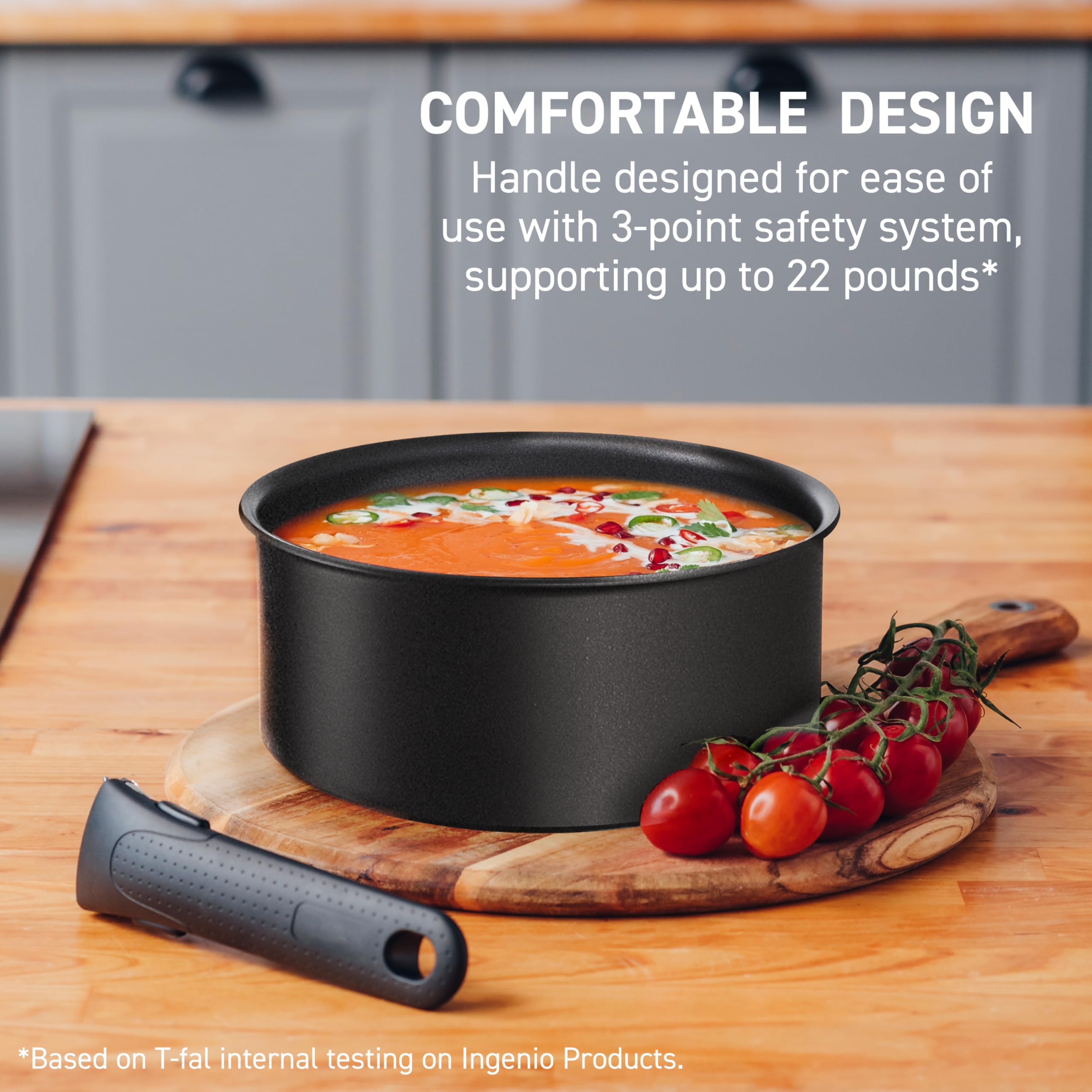 T-fal Ingenio Expertise 10-Piece Non-Stick Cookware Set - Induction Compatible, Oven Safe to 500°F, Stackable Pots & Pans with Detachable Handles - Perfect for RV, Camping & Dishwasher Safe - Ideal for Home Cooking, Outdoor Adventures & Small Spaces