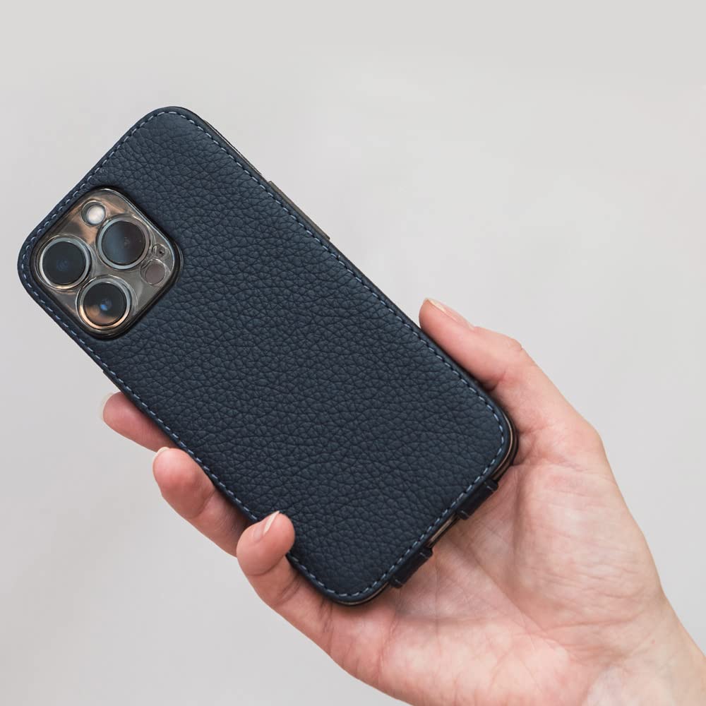 Premium Genuine Leather Wallet Case for iPhone 13 Pro Max - Slim RFID Blocking Protective Cover with Card Slots - Made in France (Blue) | Perfect for Travel, Business & Everyday Use