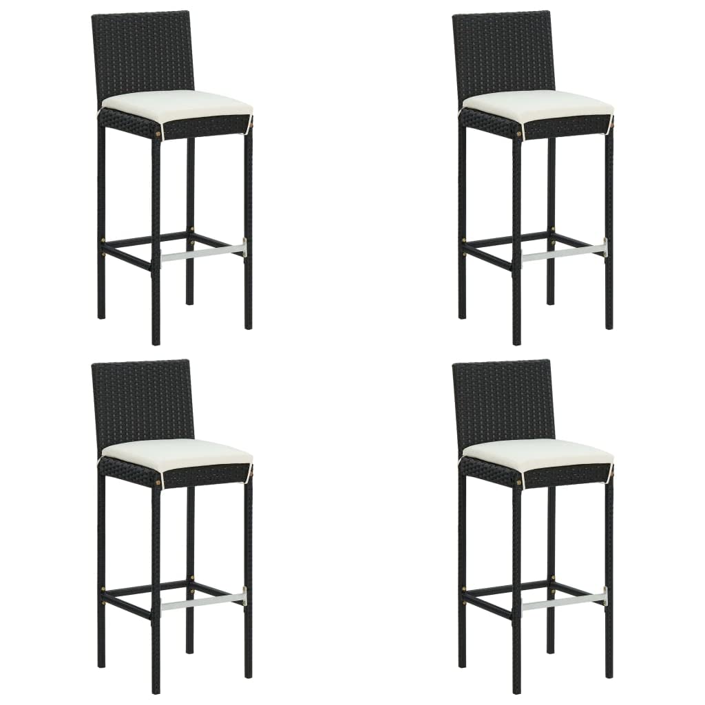 CHARMMA 5-Piece Outdoor Patio Bar Set with Weather-Resistant Poly Rattan & Cushions - Black - 34.4kg - Perfect for Backyard, Deck, Poolside & Garden Entertaining