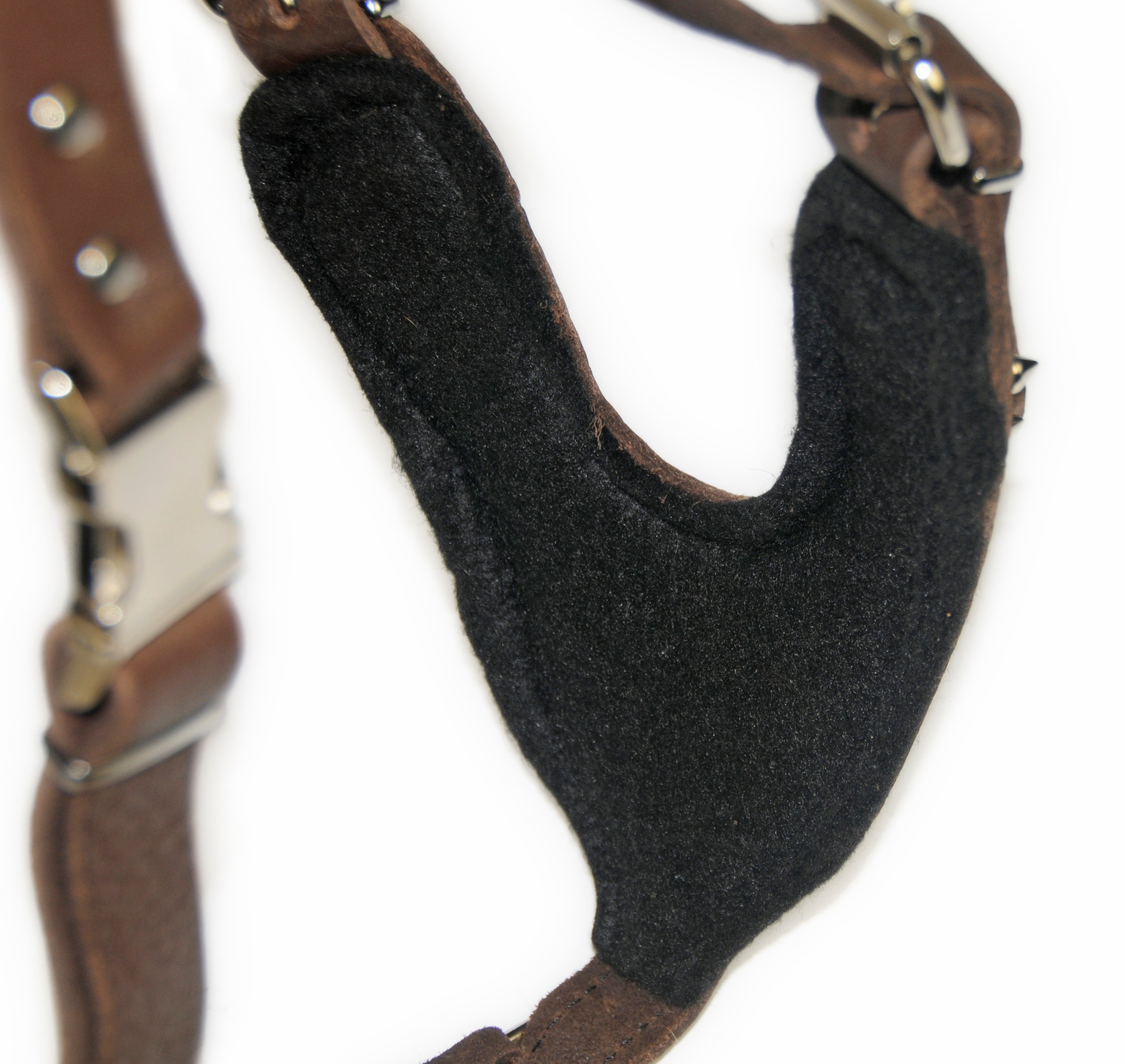 Dean and Tyler The Blade with Handle Nickel Hardware Leather Dog Harness - Large (22-36 Inch Girth) - Durable Brown Leather Dog Walking Harness for Training, Hiking & Outdoor Adventures