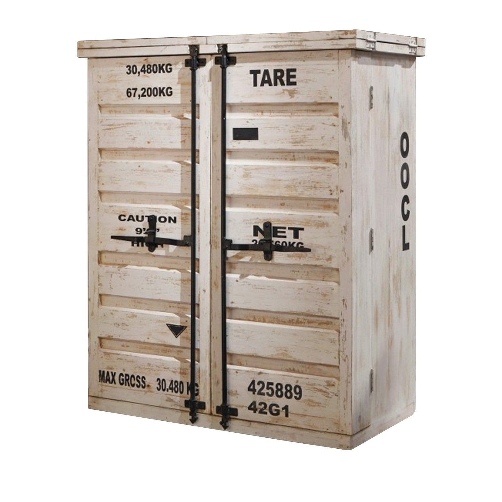 Earth Wood Container Style Bar Cabinet - Solid Wood Large 100x60x130cm - Perfect for Home Bar, Living Room, and Dining Room Decor