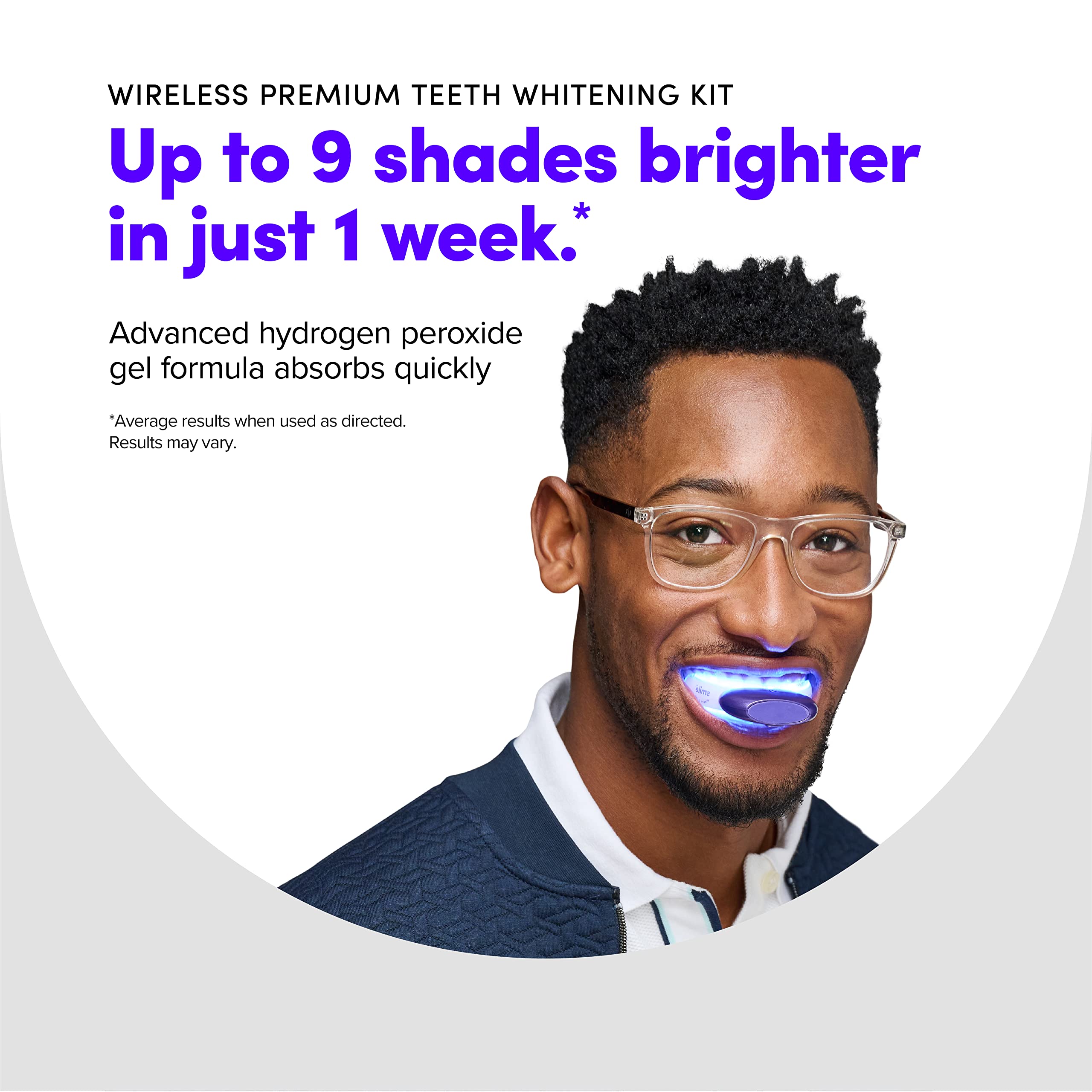 SmileDirectClub Professional Teeth Whitening Kit with Wireless LED Light & 1 Gel Pen - Pain-Free, Enamel Safe, Whitens Up to 9 Shades in 1 Week - Perfect for Home Use, Travel, and Special Occasions