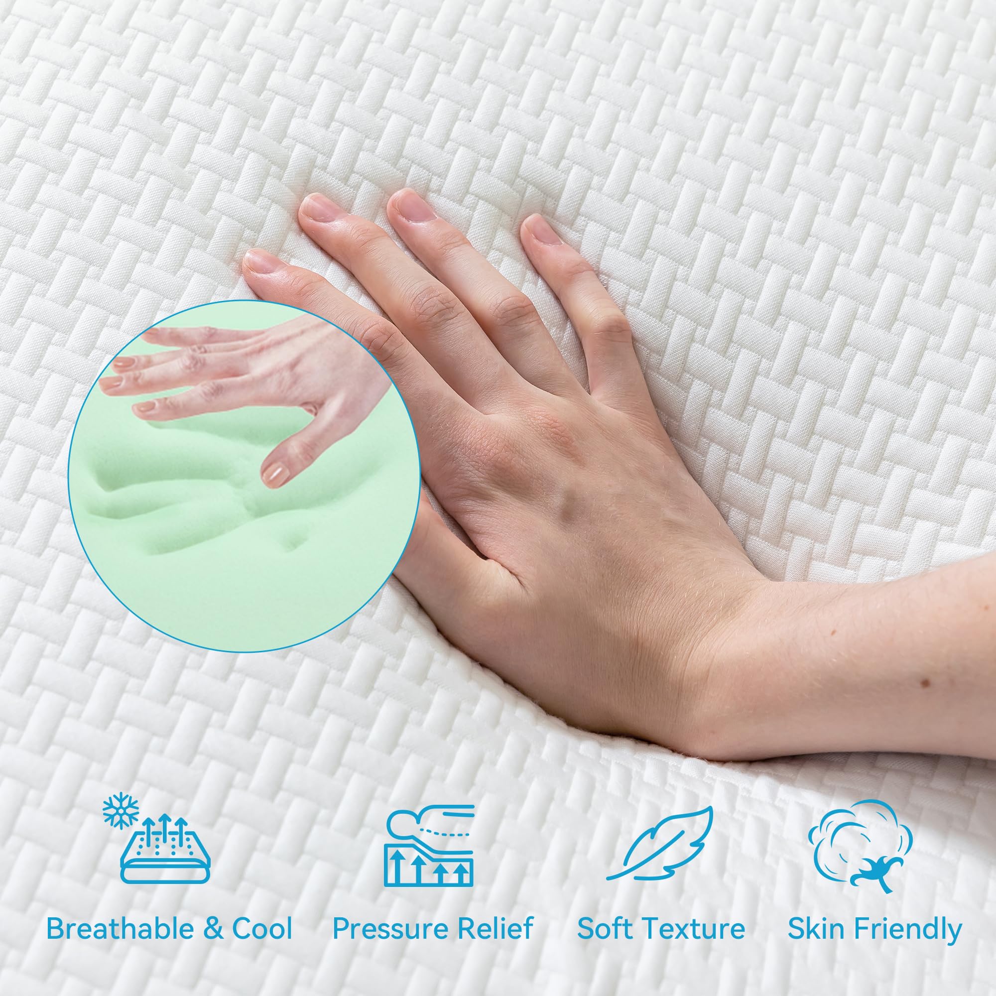 10 Inch King RV Mattress - Green Tea Memory Foam for RVs, Campers & Trailers | Medium Firm Gel-Infused Pressure Relief Mattress with White Cover | Bed in a Box | Made in USA | Perfect for Road Trips & Outdoor Adventures