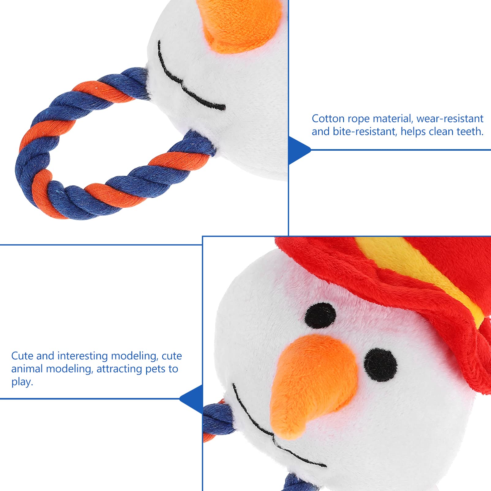 Balacoo Plush Dog Toy with Squeaker - Soft Chew Toy for Puppies & Small Dogs - Durable Cotton Rope Snowball Design - Perfect for Training, Teething & Playtime - Great Christmas Gift for Pets (Red)