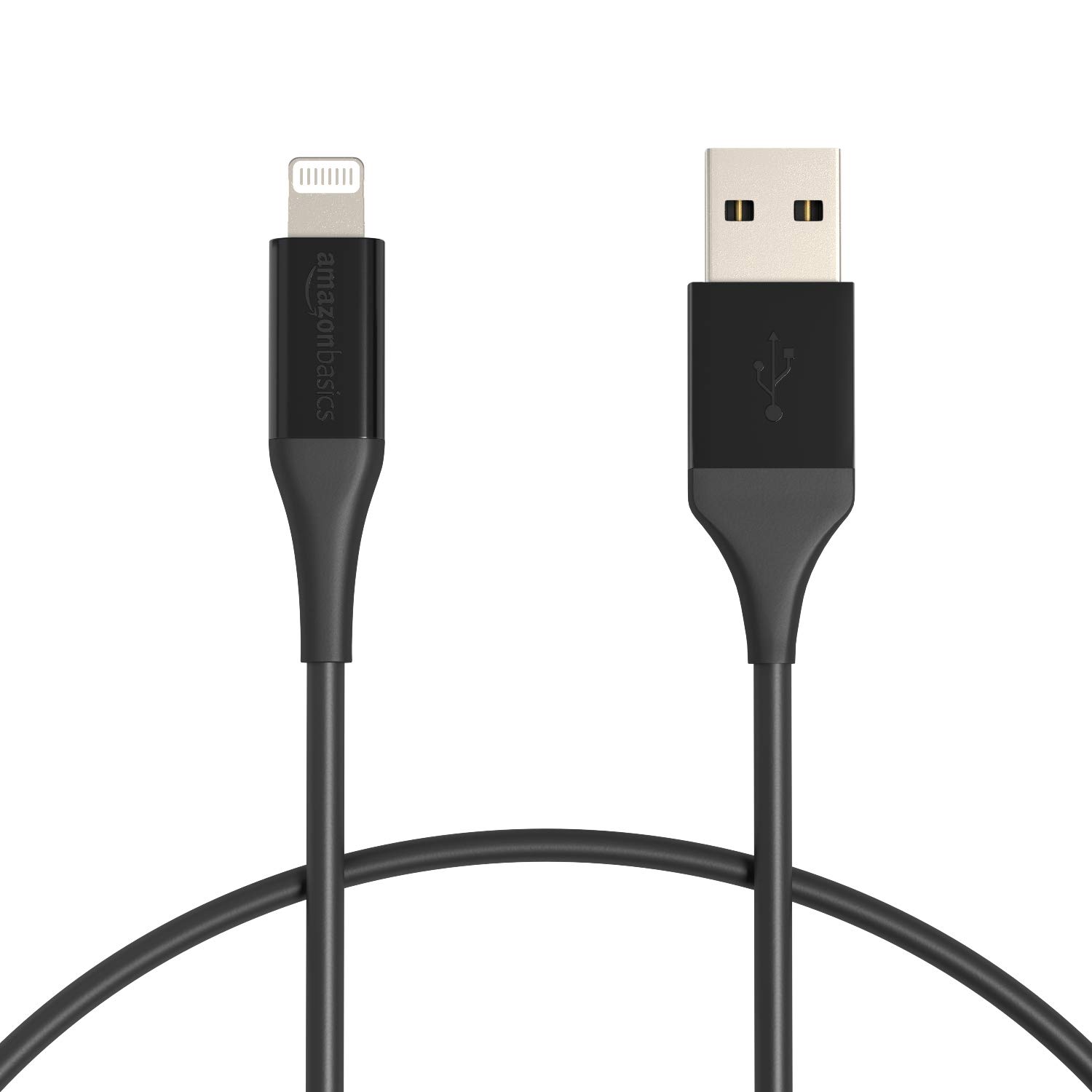 Amazon Basics MFi Certified iPhone Charger Cable - ABS USB-A to Lightning Cable for Apple iPhone, iPad - Durable 10,000 Bend Lifespan - Black 1-Ft - Perfect for Home, Office, Travel & Car Charging