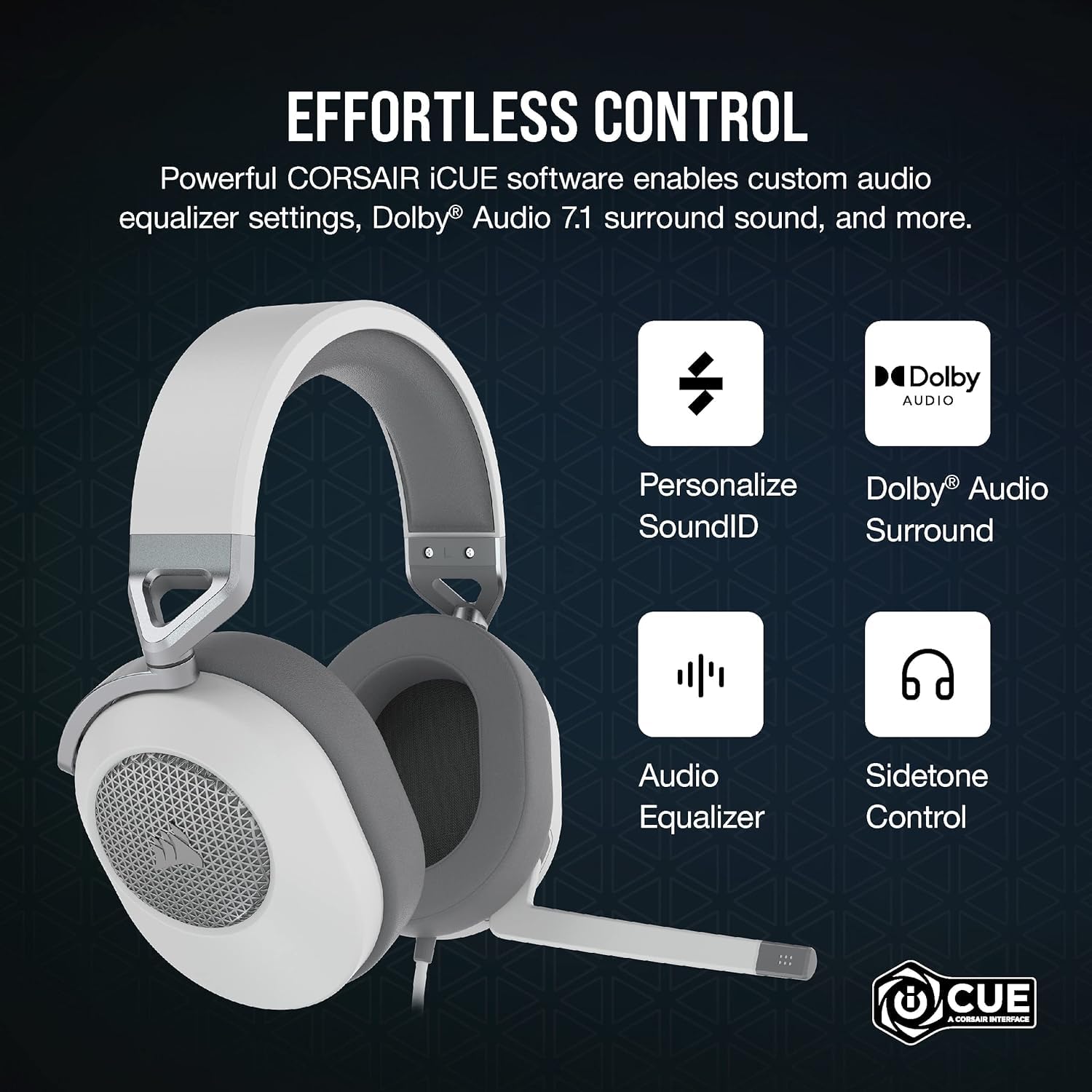 Corsair HS65 Surround Gaming Headset with 3.5mm Connector - White | Discord Certified | Compatible with Mac, PS5, PS4, Xbox Series X/S & Nintendo Switch | Immersive Sound for Competitive Gaming, Streaming & Virtual Meetings