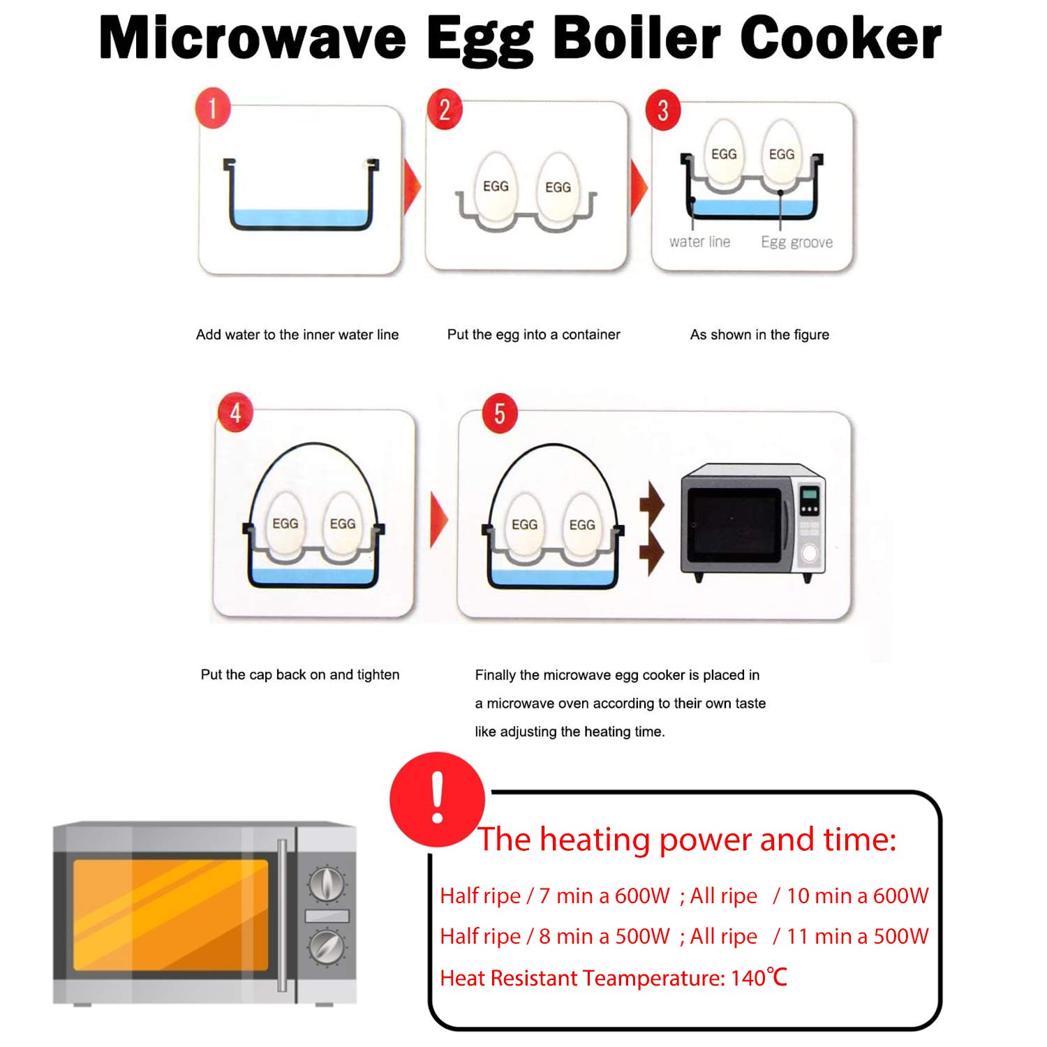 Microwave Egg Cooker - BPA-Free Plastic Egg Poacher for Soft, Medium, or Hard Boiled Eggs - Cooks Up to 4 Eggs in 8 Minutes - Perfect for Breakfast Meal Prep, Keto Diet & Quick Healthy Snacks