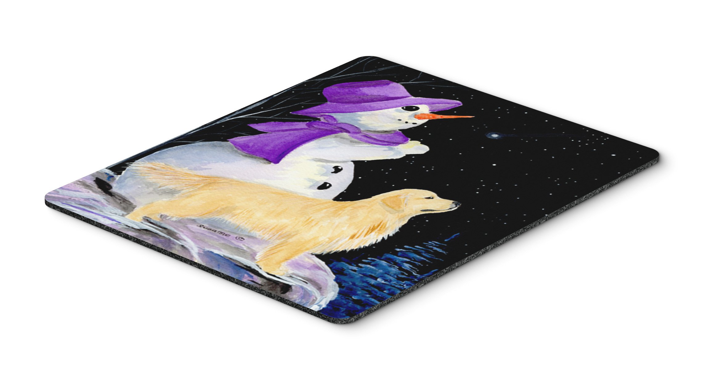 Snowman with Golden Retriever Mouse Pad - Large Washable Non-Slip Desk Mat for Home Office, Gaming & Computer Work | Cute Holiday Decor & Functional Gift Idea