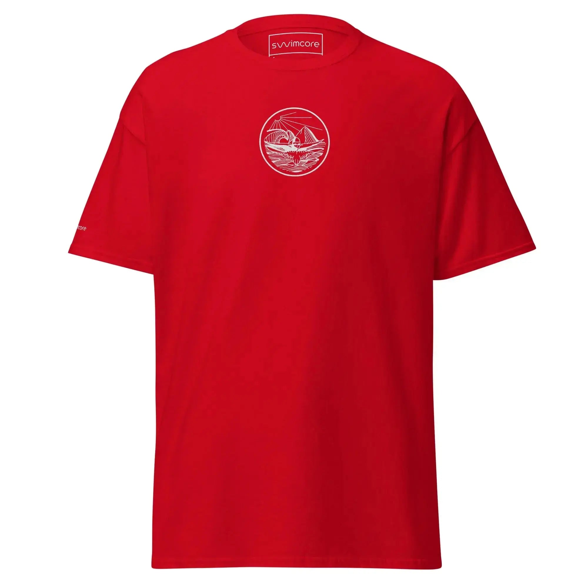 Unisex Jersey Short Sleeve T-Shirt with Mountain Swimmer Graphic - Comfortable Casual Wear for Men & Women - Perfect for Outdoor Activities, Gym, and Everyday Use
