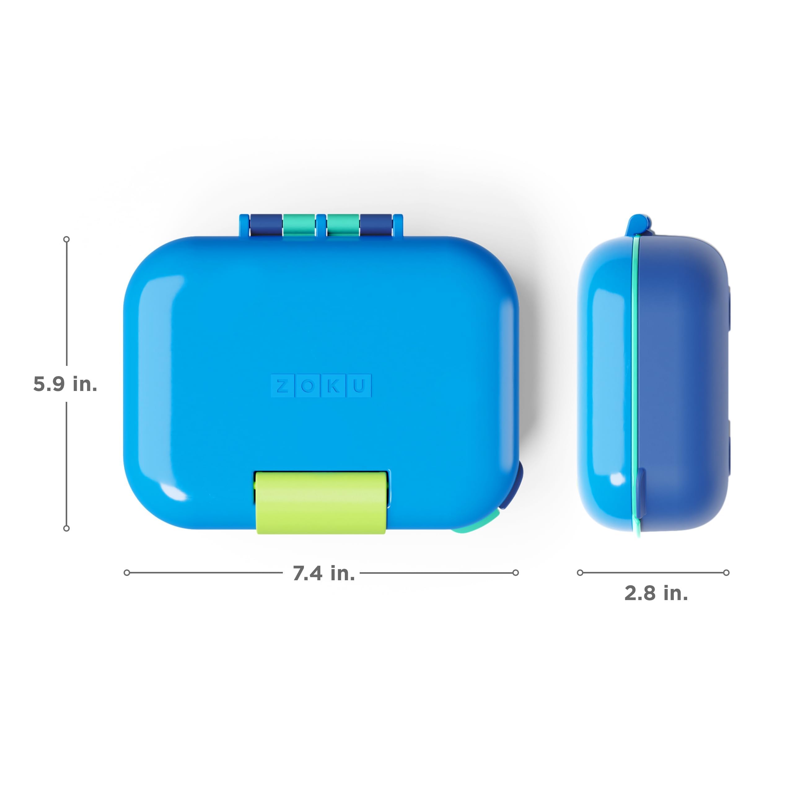 ZOKU Mini Bento Box for Kids - Stackable, Lightweight & Leakproof Lunch Box with Kid-Friendly Latch | Easy to Clean Bento Jr (Blue) | Perfect for School Lunches, Picnics & Travel Snacks