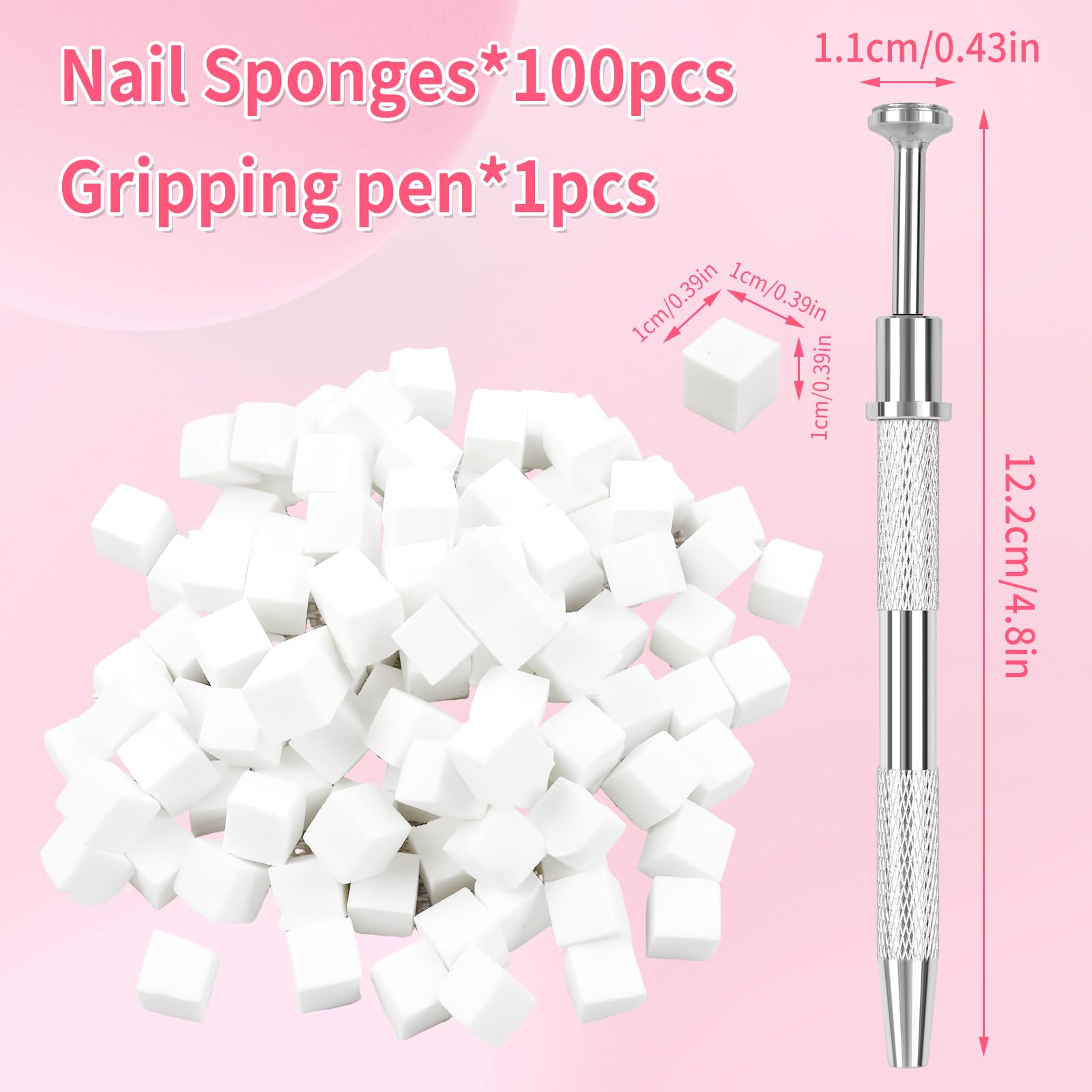 BQAN 100pcs Ombre Nail Sponges with Gripper Pen - 0.39