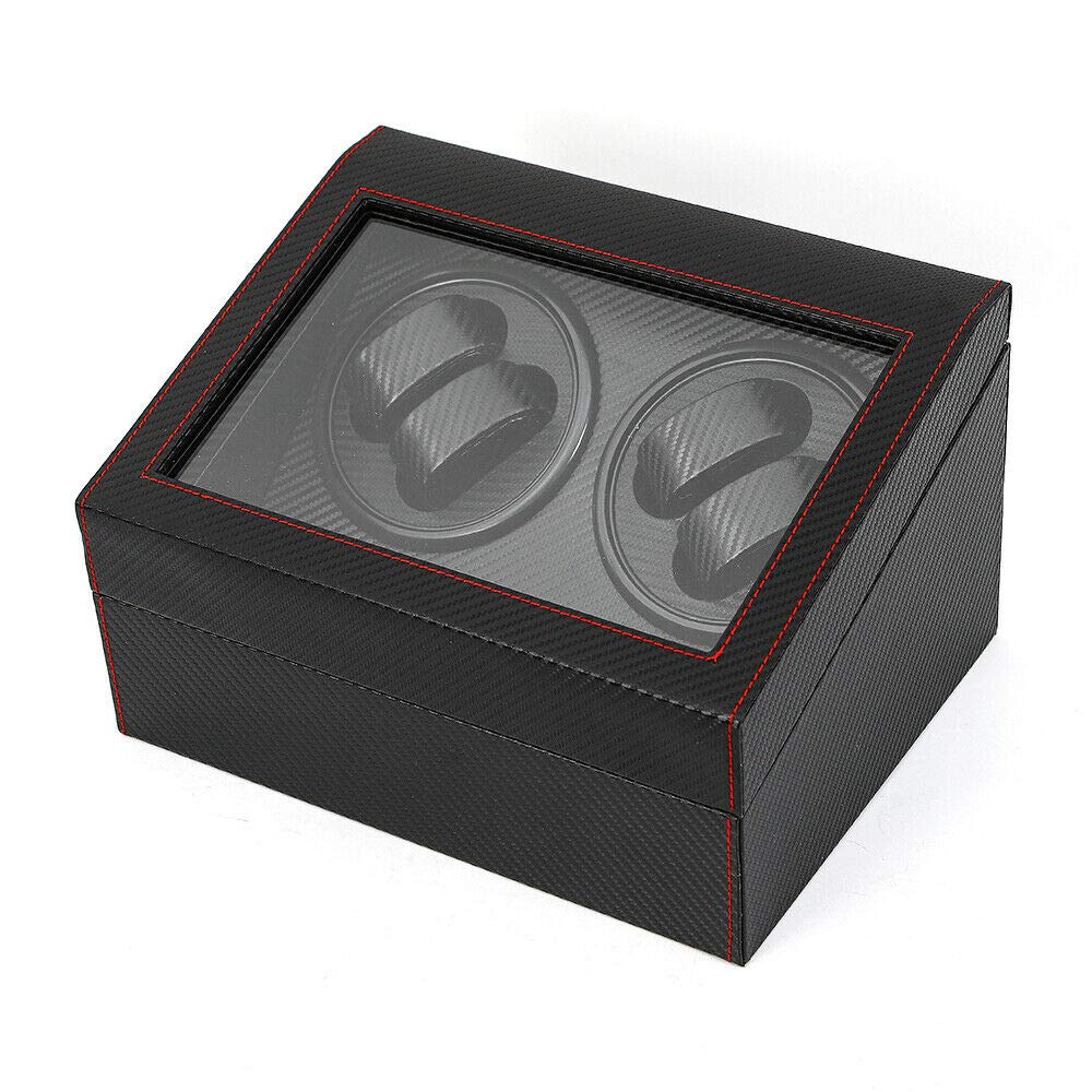 TFCFL Automatic Rotating Watch Winder Box - 4+6 Compartment Carbon Fiber Watch Case Display for Men's Luxury Watches | Perfect for Home, Office & Travel Storage