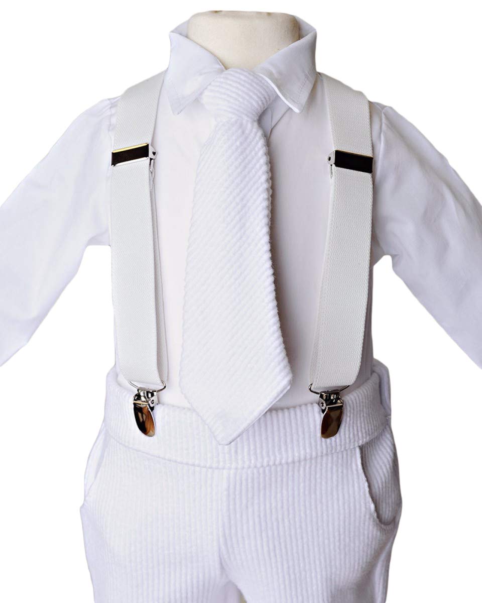 Baby Boys Christening Outfit 4-Piece Set with Suspenders - Perfect for Baptism, First Communion & Special Occasions