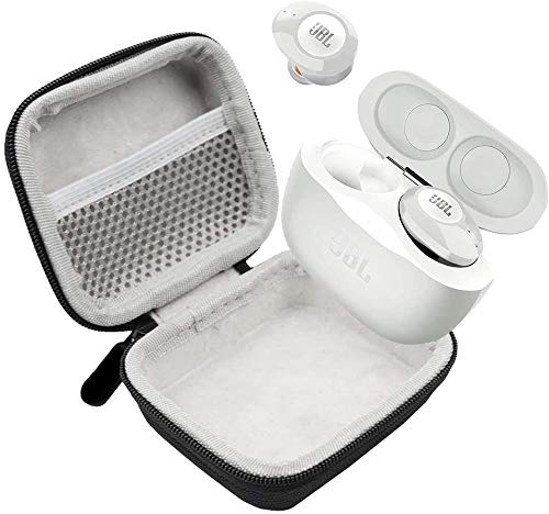 JBL Tune 120 Wireless Bluetooth Earbuds with Charging Case & Premium CCI Hardshell Case - White | Noise Cancelling In-Ear Headphones for Gym, Running, Travel & Work