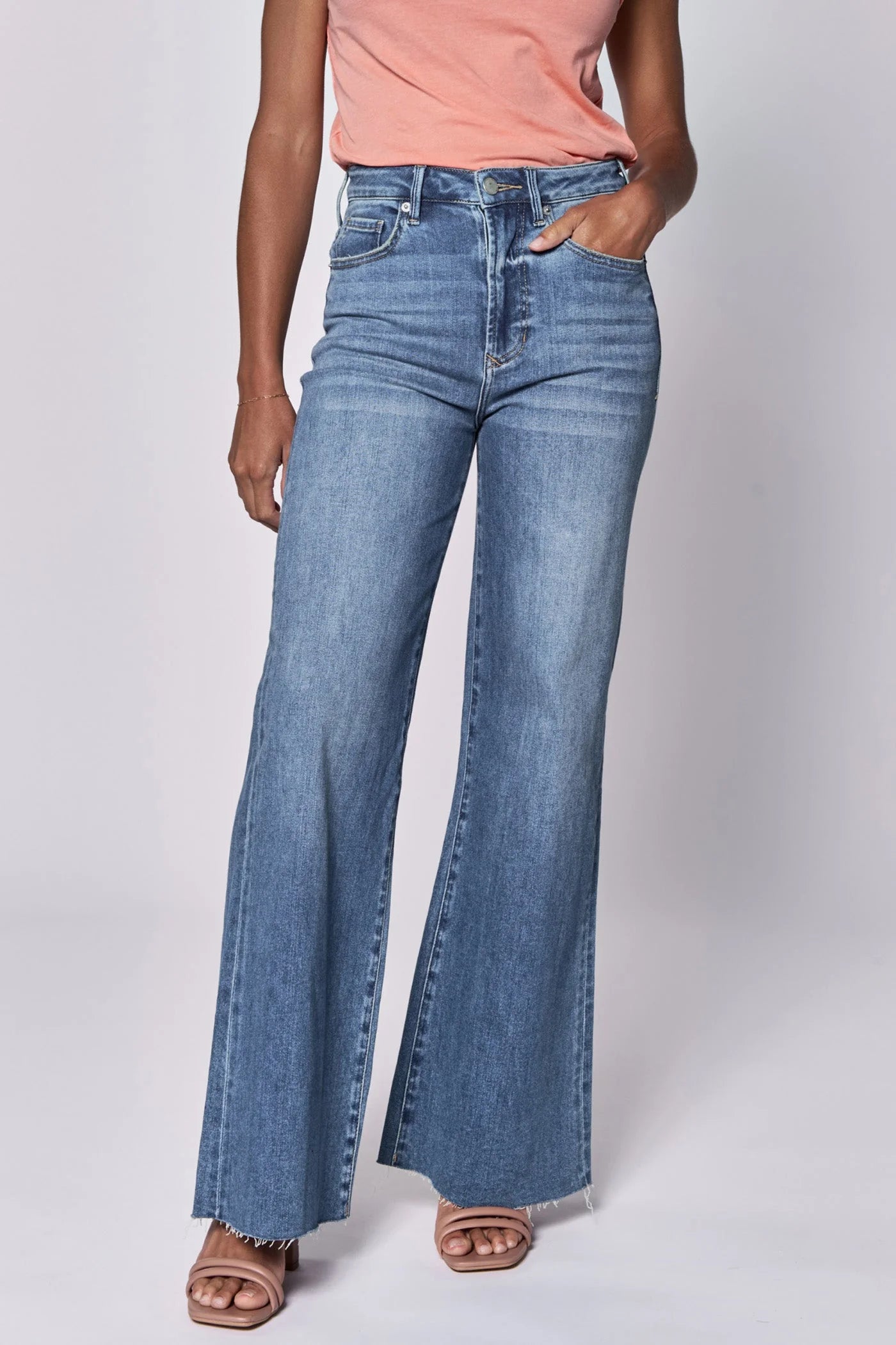 Fiona High Rise Cut Off Hem Jeans for Women - Trendy Distressed Denim Shorts - Perfect for Summer Outfits, Beach Vacations & Casual Street Style