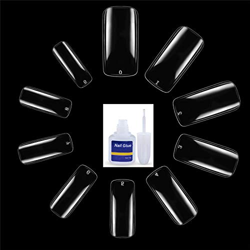 50 Pcs Clear Transparent Full Cover Artificial Nails with Glue - Western World Nail Art for Salon, Party & Special Occasions