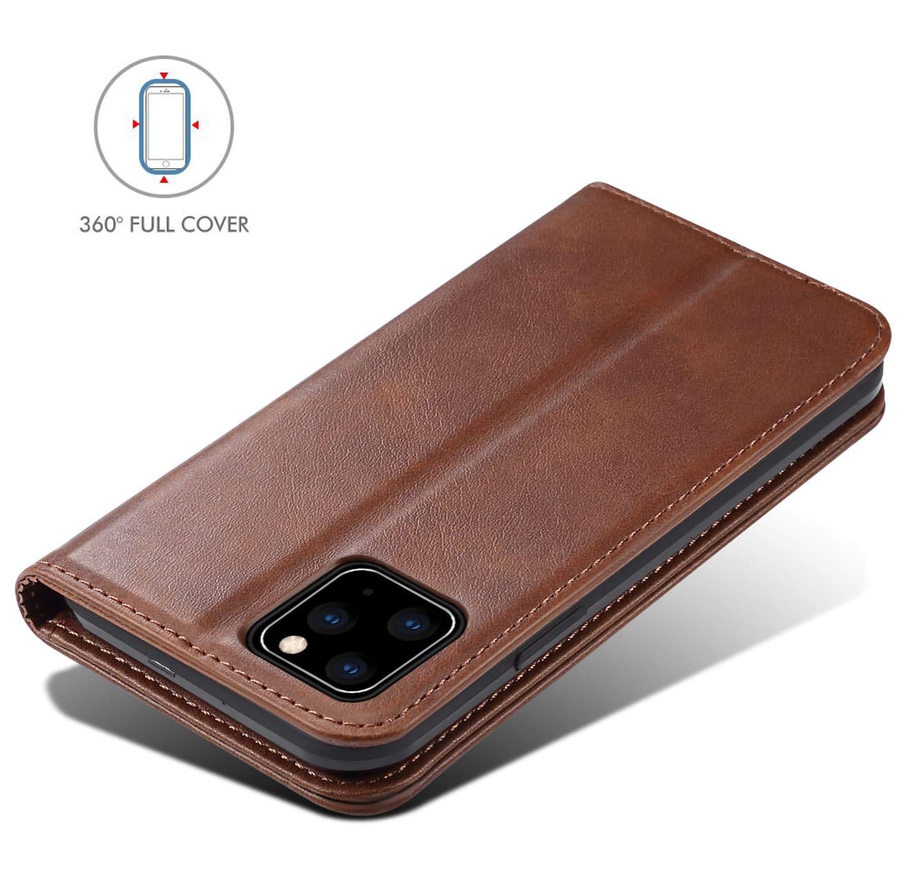Premium Leather Wallet Case for iPhone 11 Pro Max - RFID Blocking Card Holder, Magnetic Flip Cover with Kickstand | Perfect for Business, Travel & Daily Protection (6.5 Inch)