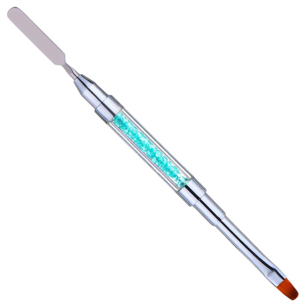 VMS INDIA Dual-Ended Poly Gel Nail Brush for Acrylic & UV Gel Nail Extensions - Professional Blue Nail Art Builder Brush for Salon & Home Manicure (Perfect for Nail Art, Sculpting & Extension Building)