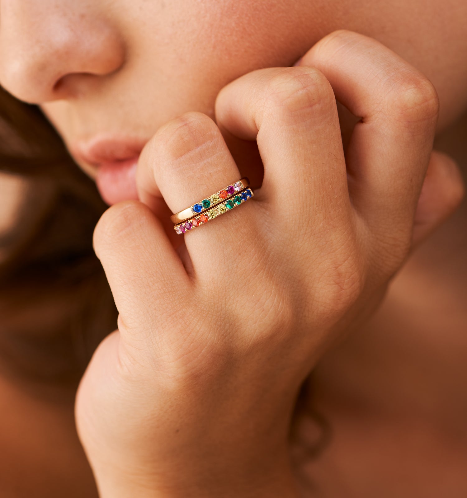 Mini Rainbow Band Ring - Colorful Adjustable Stackable Rings for Women & Teens - Perfect for Everyday Wear, Gifts & Fashion Accessories