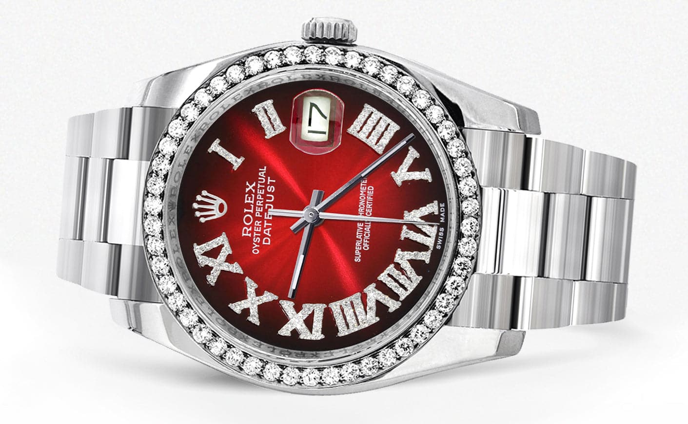 Rolex Datejust 36mm Men's Watch with Red Black Roman Dial & Oyster Band - Luxury Automatic Timepiece for Business, Gifts & Special Occasions
