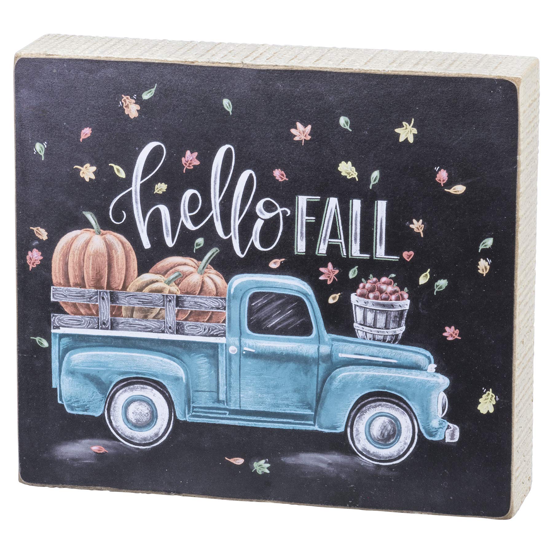 Vintage Blue Truck Chalkboard Sign - Rustic Fall Decor by Kathy PBK | Primitive Country Farmhouse Style | Perfect for Thanksgiving, Autumn Porch & Farmhouse Wall Decor