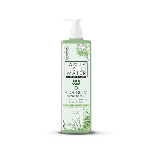 AQUA SHUI WATER Aloe & Neem Soothing Skin Cleansing Milk - 200ml | Gentle Face Wash for Sensitive Skin, Hydrating & Calming Facial Cleanser for Daily Skincare Routine