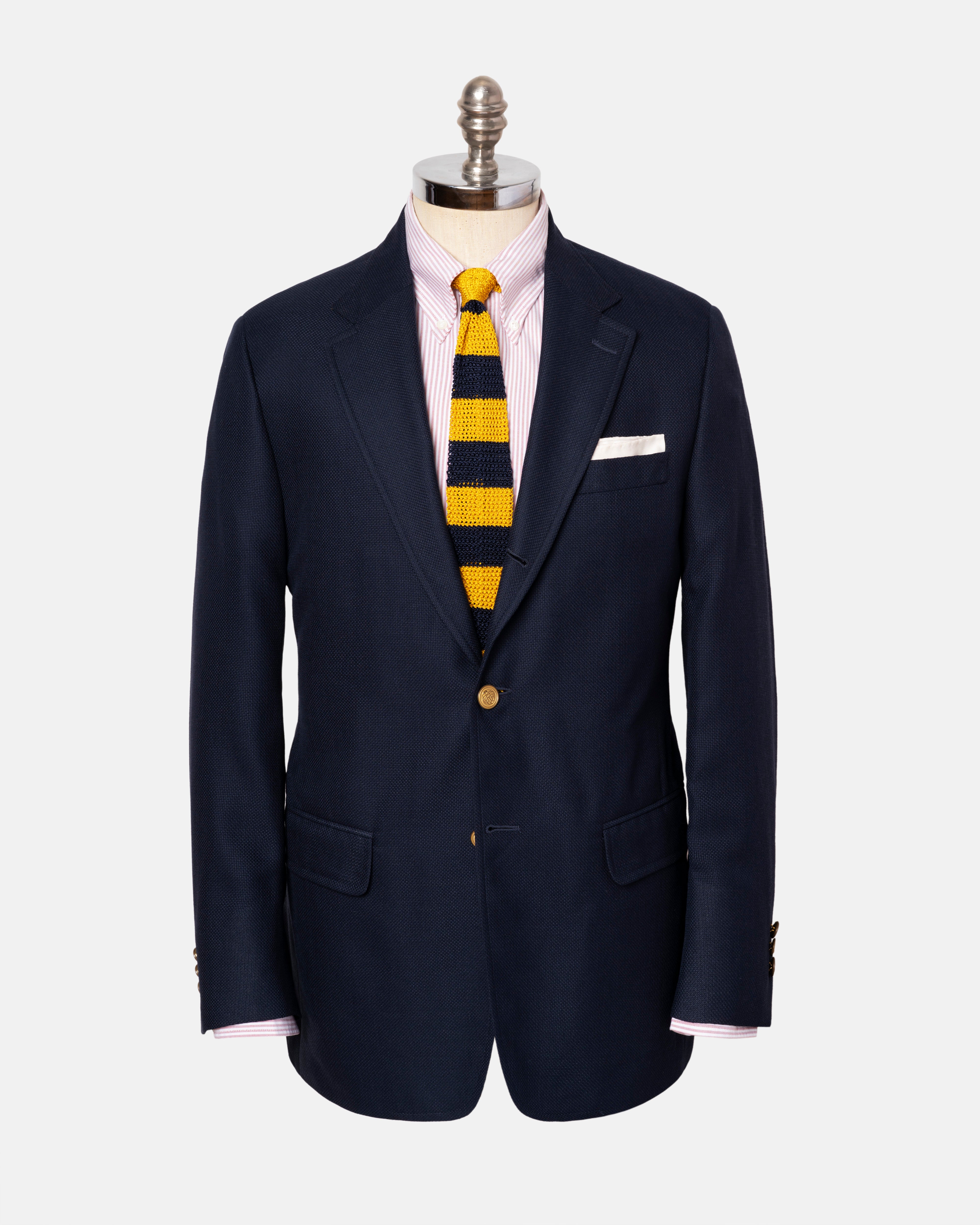 Navy Blue Cotton Wool Hopsack Blazer for Men - Custom Made to Order | Perfect for Business Meetings, Weddings & Formal Events