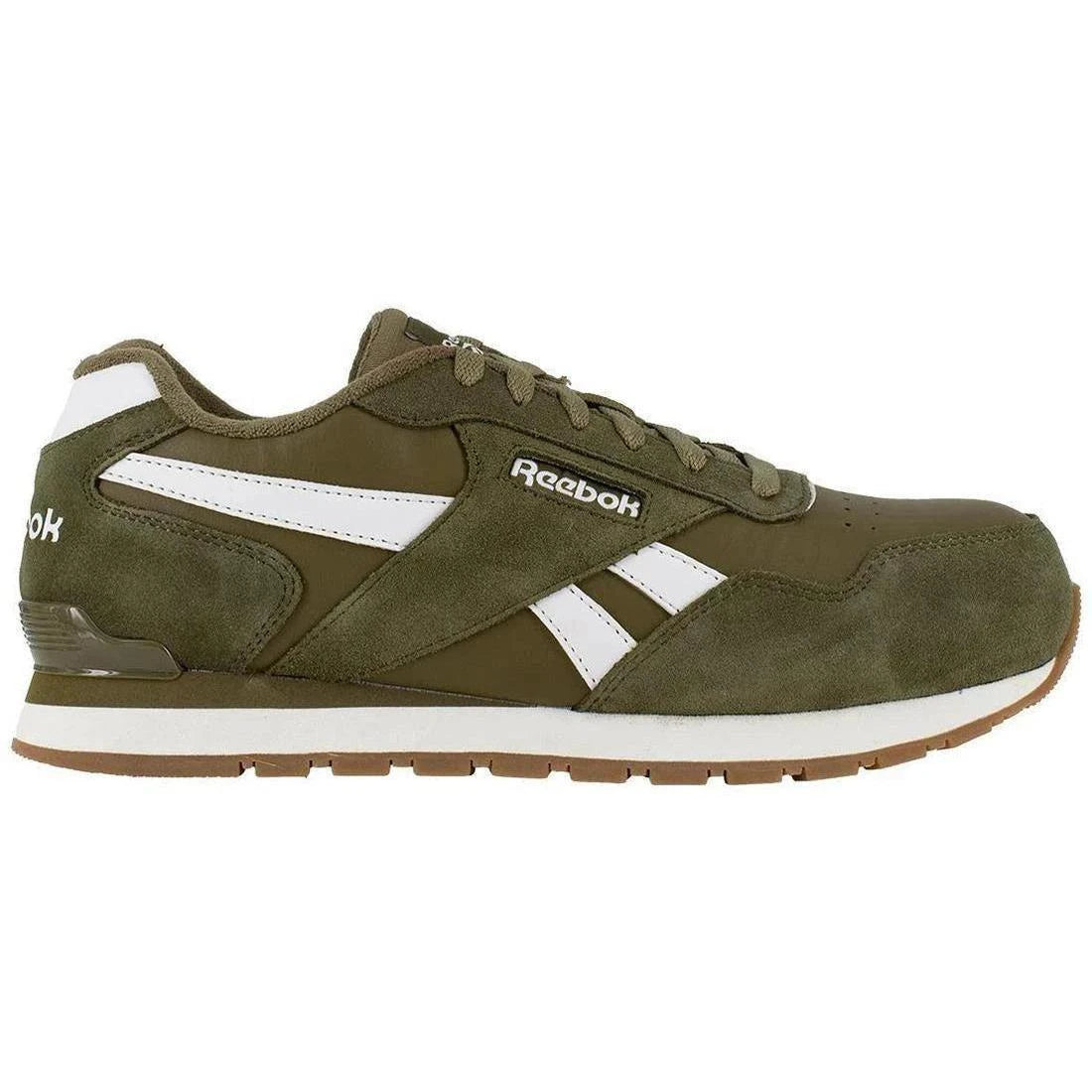 Harman Composite Toe Athletic Work Shoes for Men - Lightweight Safety Toe Sneakers Olive/White - Perfect for Construction, Warehouse & Outdoor Work