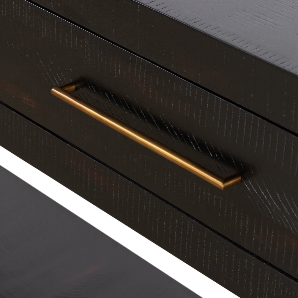 Modern Suki Console Table with Burnished Black Finish - Elegant Entryway & Hallway Decor for Stylish Home Interiors