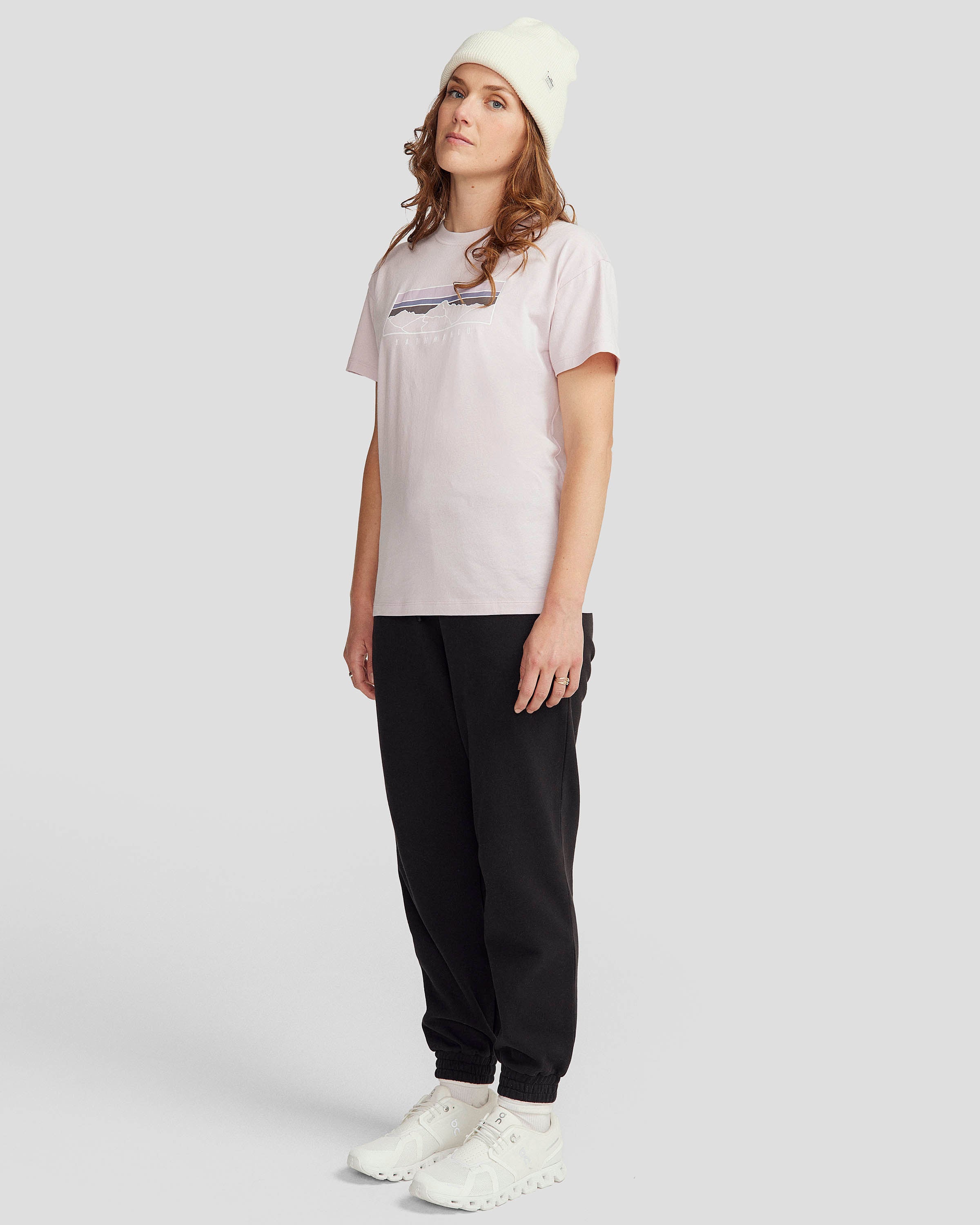 Women's Mountain Sunset Organic Cotton T-Shirt - Stardust Print | Eco-Friendly Casual Tee for Hiking, Travel & Everyday Wear