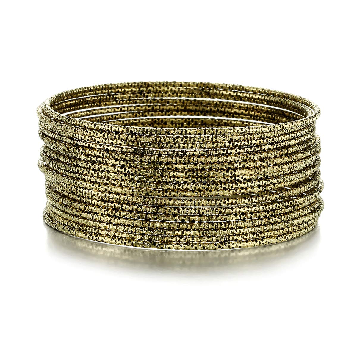 Vintage Aztec African Indian Style Women's Bangles Bracelet Set - 18 Piece Multi-Colored Metal Cuff Bracelets (2.68