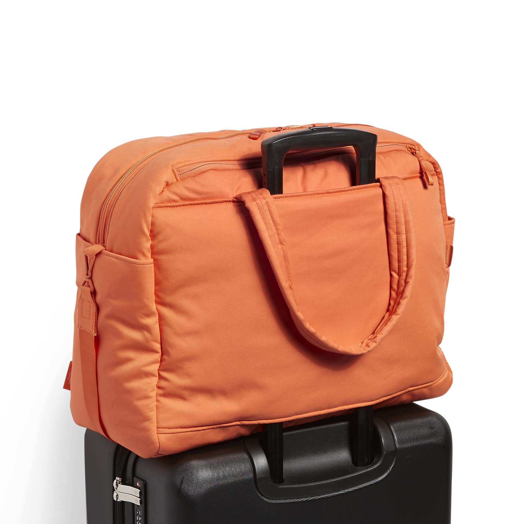 Vera Bradley Women's Recycled Cotton Travel Tote Bag - Orange Bell Pepper, One Size Utility Bag for Work, Gym & Weekend Getaways