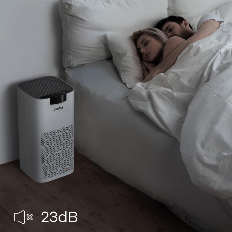 Ganiza H13 True HEPA Air Purifier for Large Rooms up to 1570ft² - Ultra Quiet 23dB Bedroom Air Cleaner with Pet Hair Filter - Perfect for Home, Office and Nursery Use
