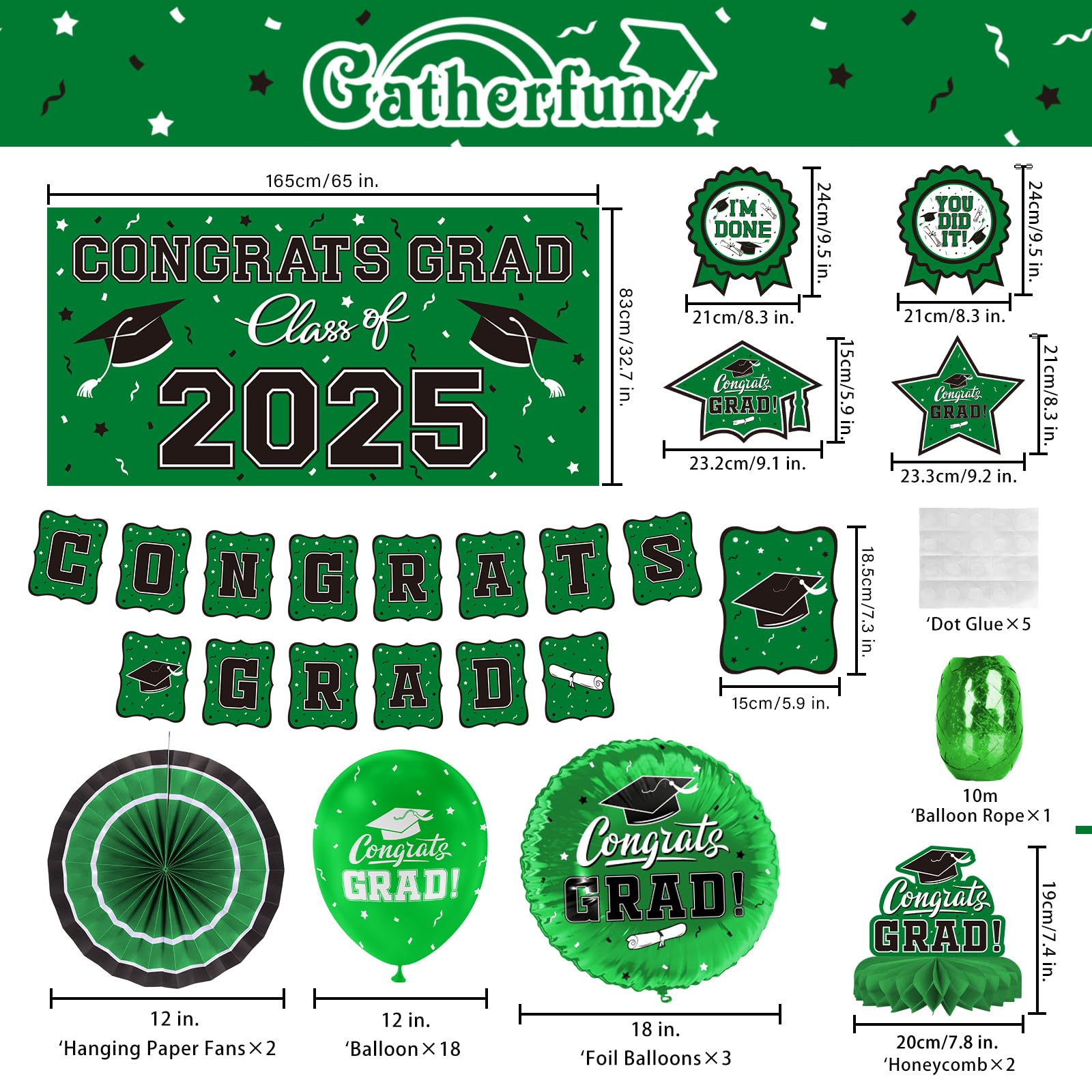 2025 Graduation Decorations Set - Banner, Backdrop & Balloons for School Celebrations