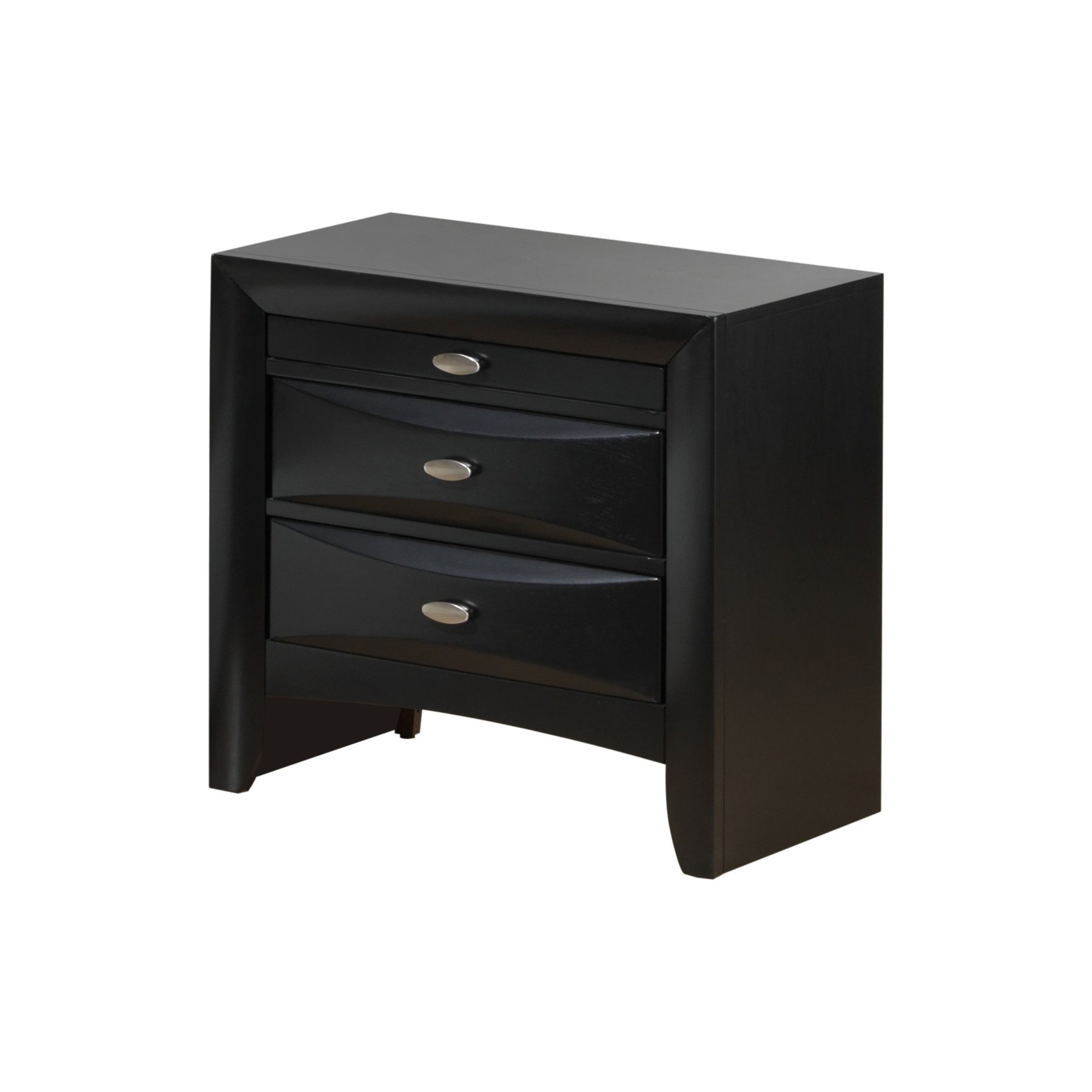 Global Furniture Linda Nightstand in Black - Modern Bedside Table for Bedroom, Living Room & Office - Stylish Storage with Drawer & Shelf