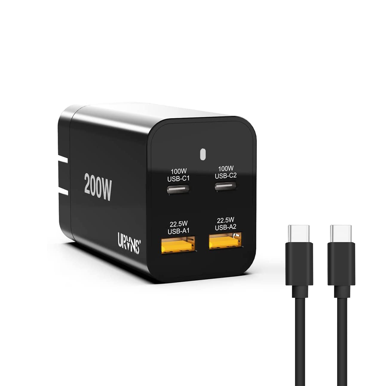 200W USB C GaN Fast Charger with PD 100W & PPS 45W - Super Fast Wall Charger for MacBook Pro/Air, iPhone 15/14/13/12, iPad, Samsung Galaxy S23/S22, Google Pixel - Includes USB C Cable - Perfect for Travel, Office & Home Charging